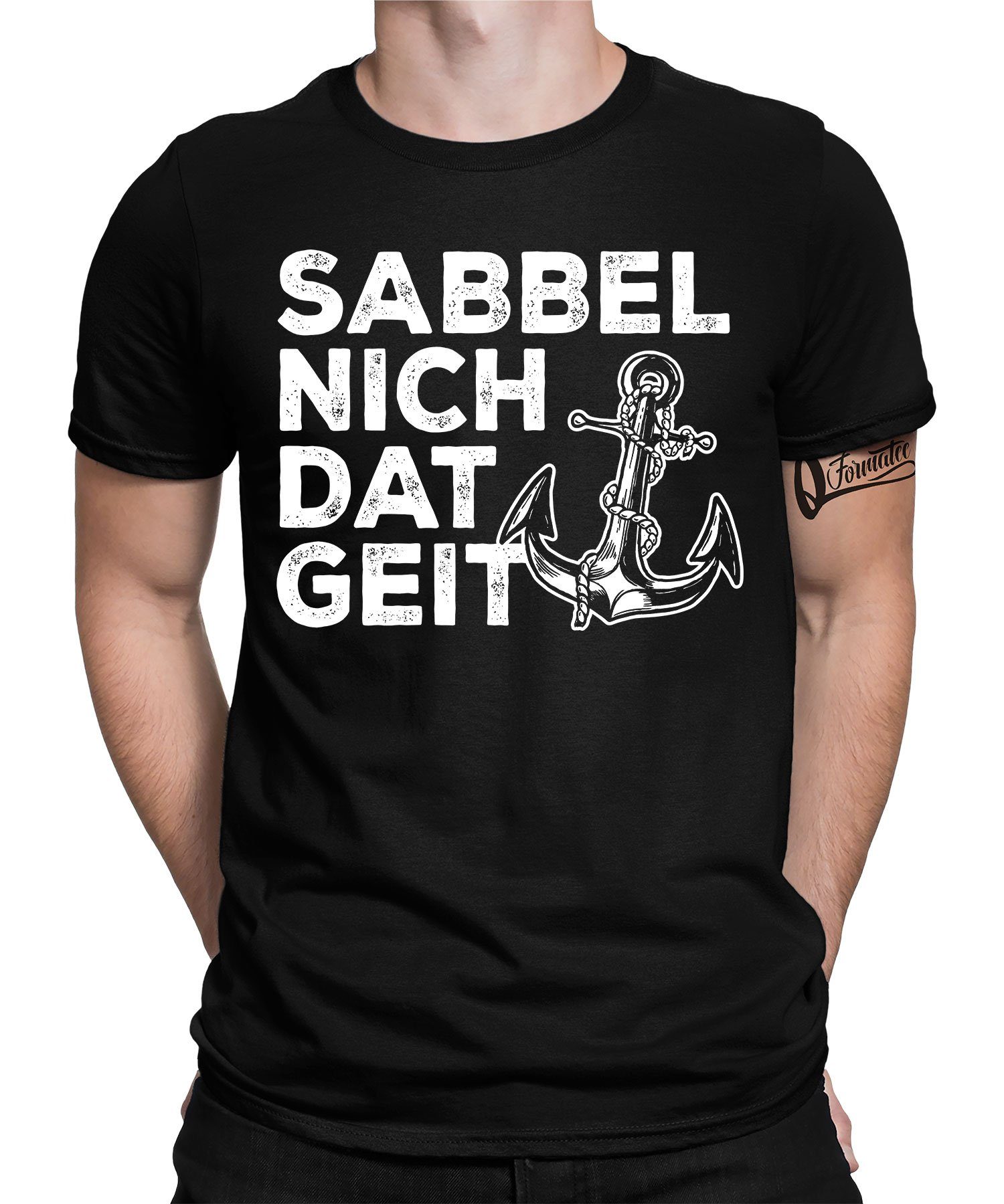 Quattro Formatee Kurzarmshirt Moin Anker Sabbel nich dat geit - Hamburg Hafen Herren T-Shirt (1-tlg) Schwarz