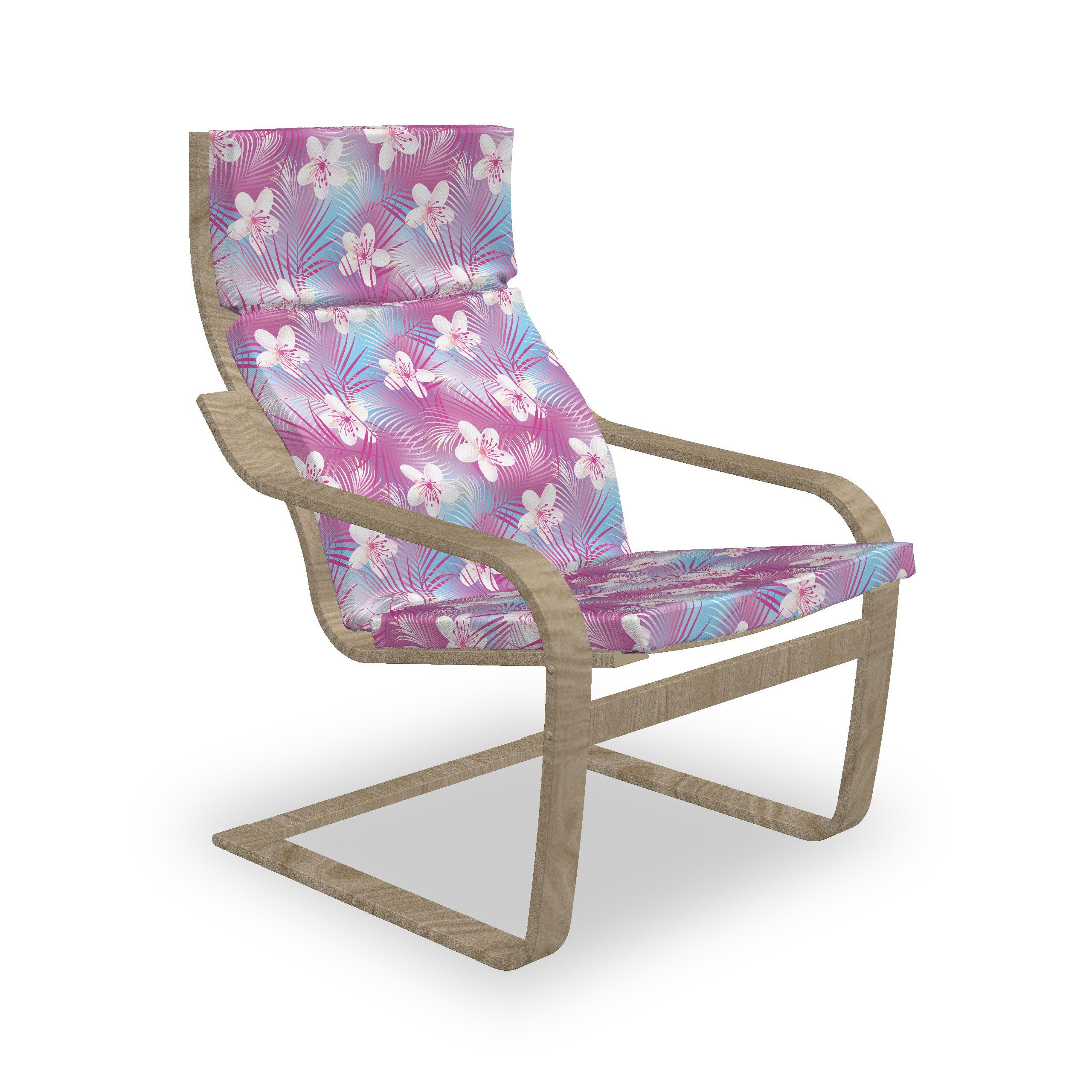 Hibiscus Stuhlkissen Natürlich Sitzkissen mit mit Hakenschlaufe Frangipani Abakuhaus Stuhlkissen und Reißverschluss, Flowers