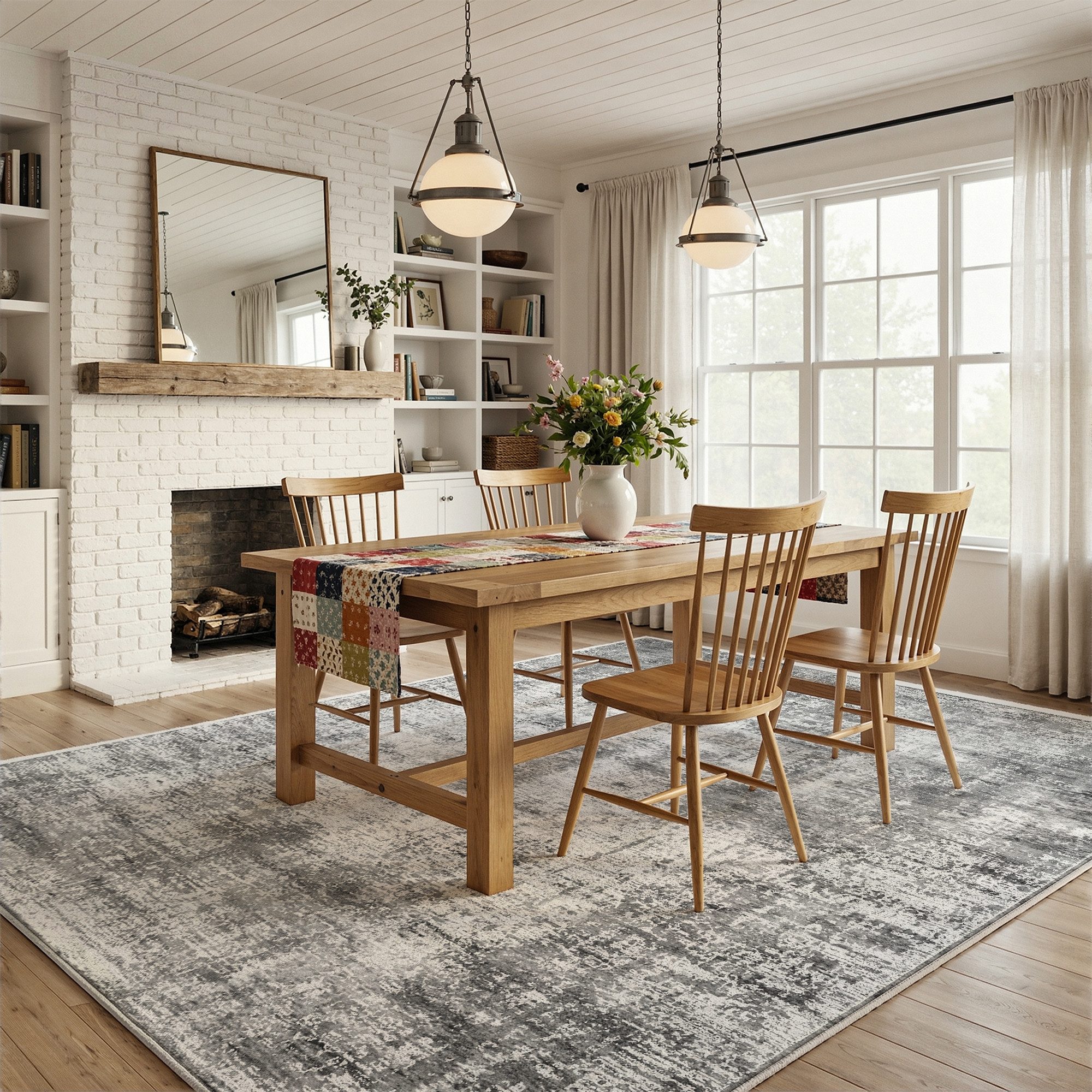 Klyvvo Teppich Boho Abstrakt Teppich, Kurzflor weich, rutschfest & waschbar, Rechteckig, Höhe: 8.5 mm, 160x230 cm – Wohnzimmerteppich für Schlafzimmer, Esszimmer & Büro