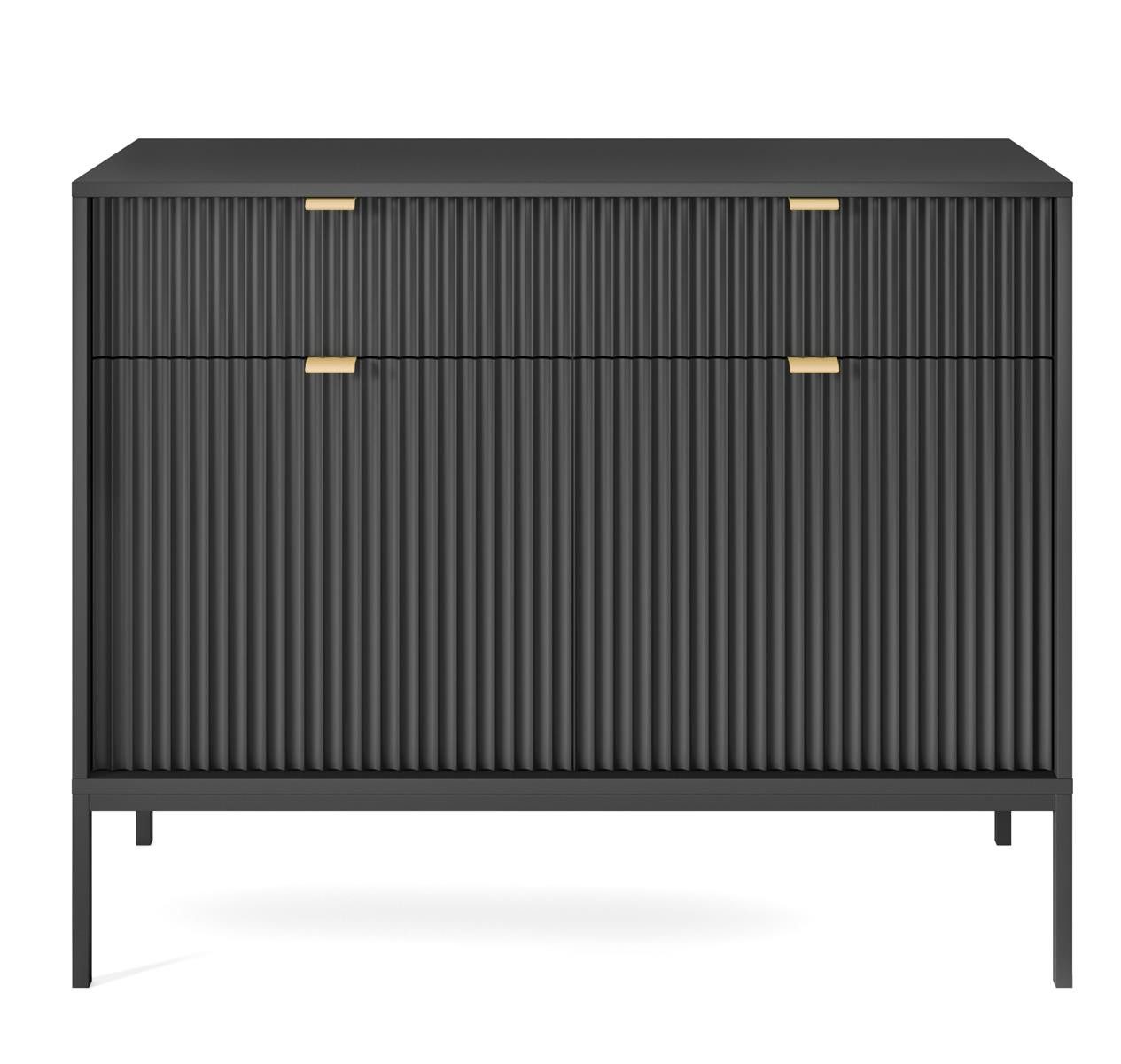 Compleo Kommode schmal, Breite 104 cm Modern Kommode mit 2 Schubladen NANCY, Glamour Flur