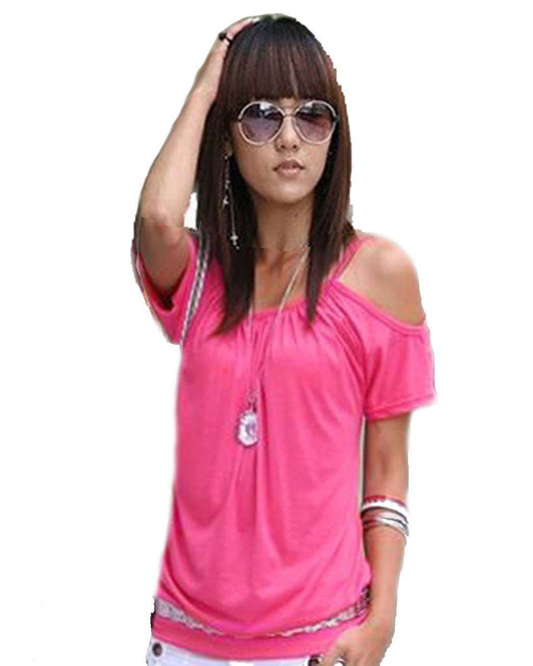 Mississhop Kurzarmshirt Damen Trägertop Shirt Nata Baumwolle T-Shirt Rose