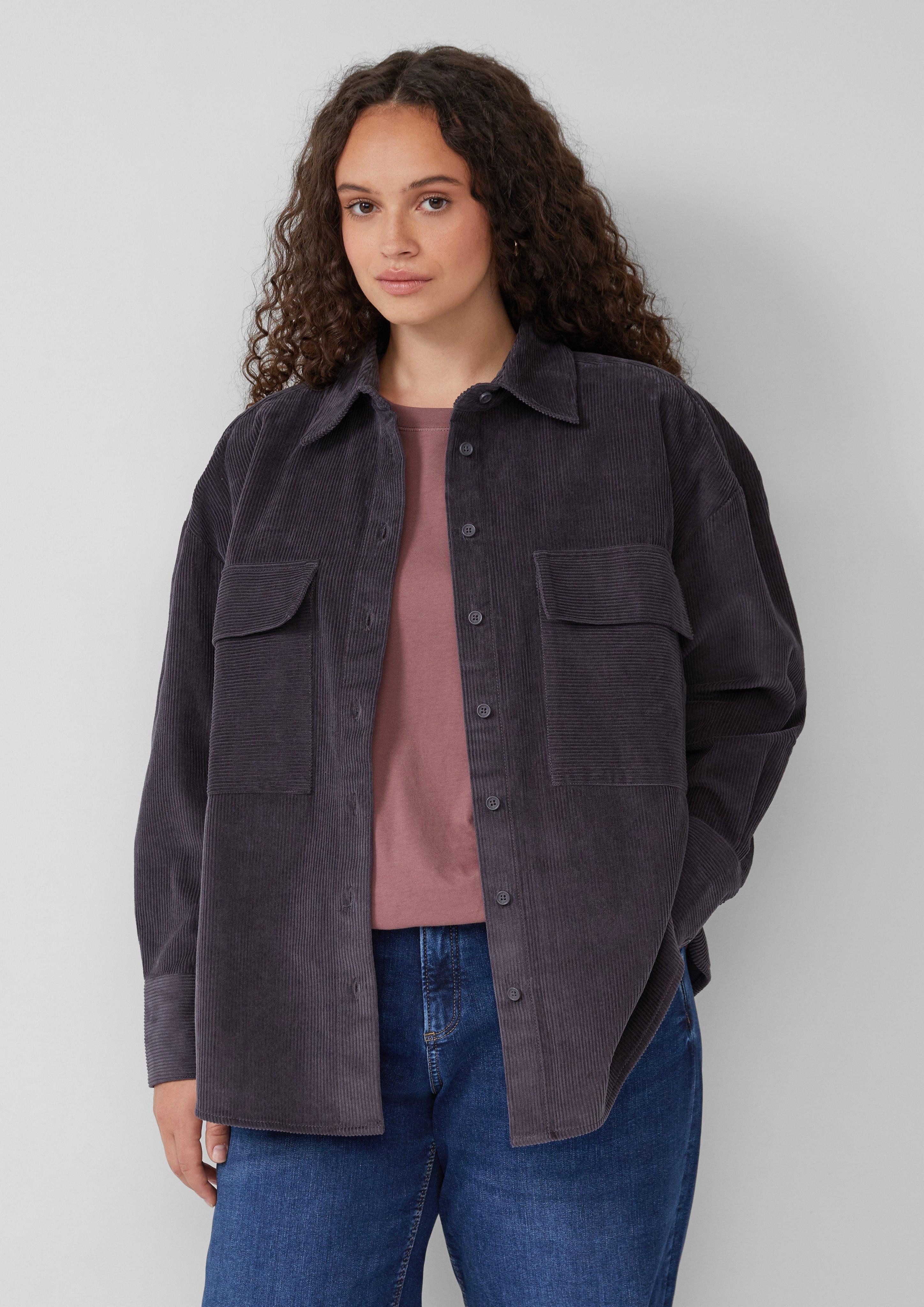 QS Langarmbluse Bluse aus Baumwollcord günstig online kaufen