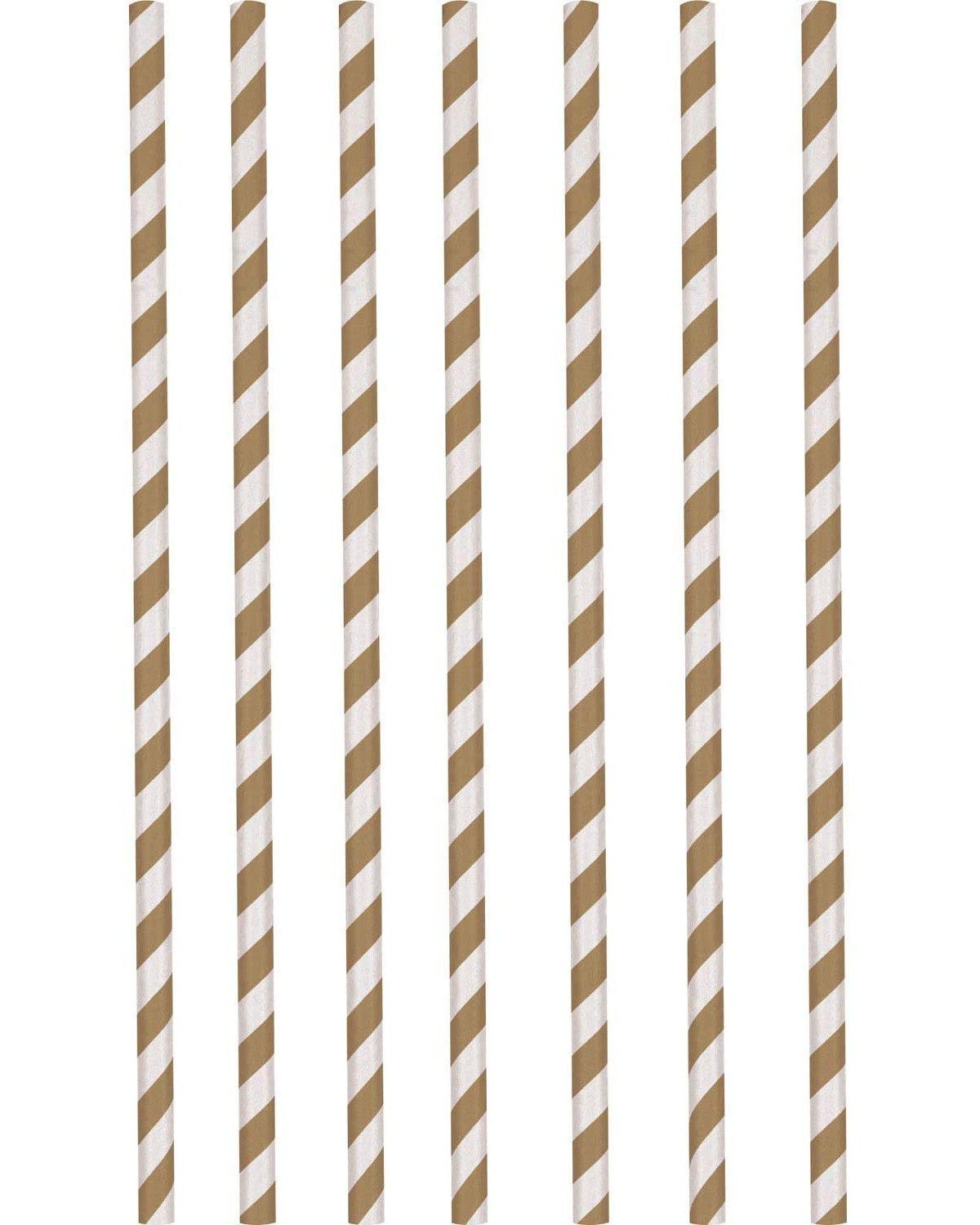 Amscan Gläser-Set Papier-Trinkhalme braun-weiß gestreift 12 Stück, Papier