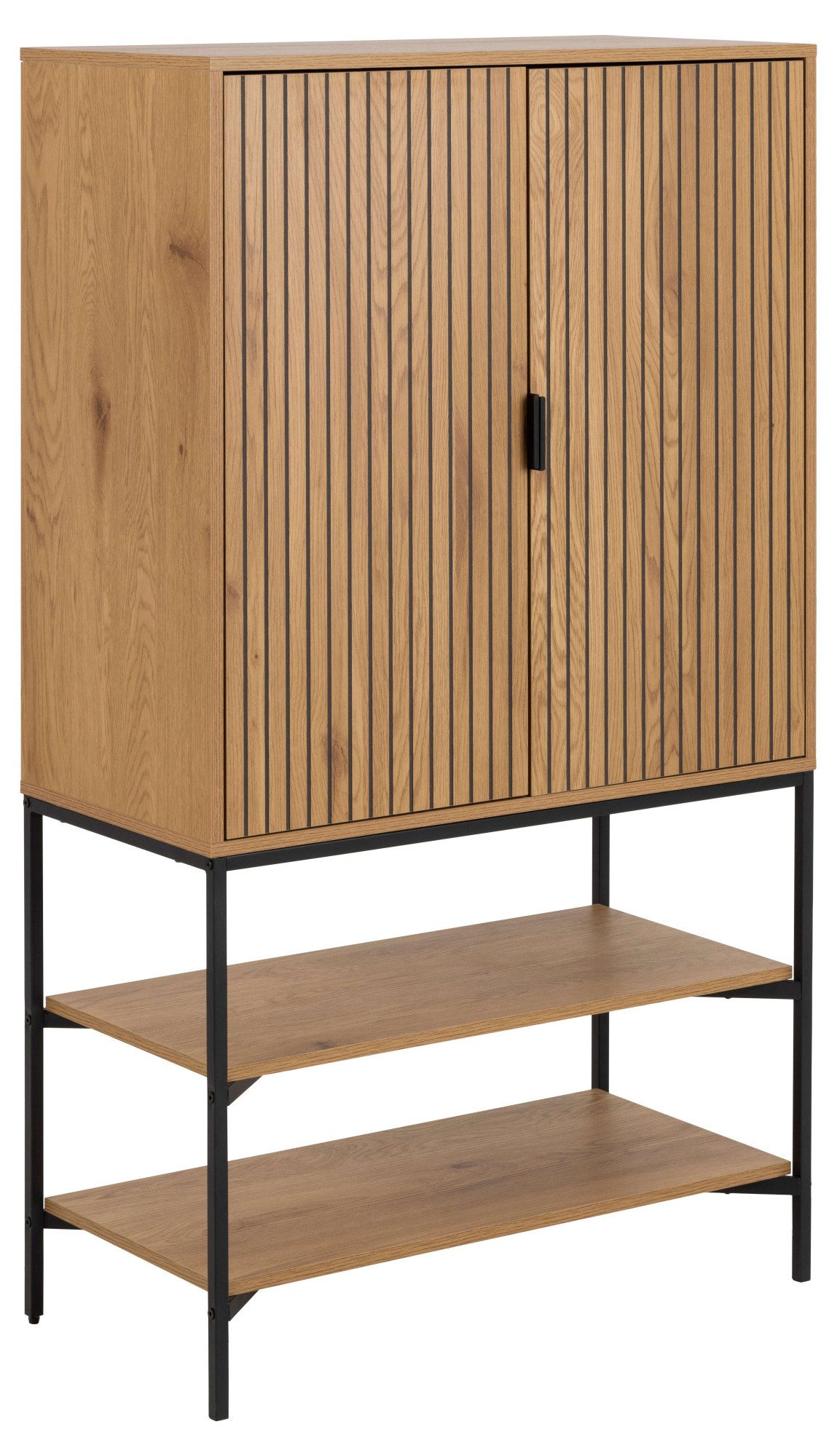 ACTONA GROUP Stauraumschrank Jaipur Sideboard, Regal, Wildeiche-Optik, 2 Türen und 2 Einlegeböden, Lamellenfront