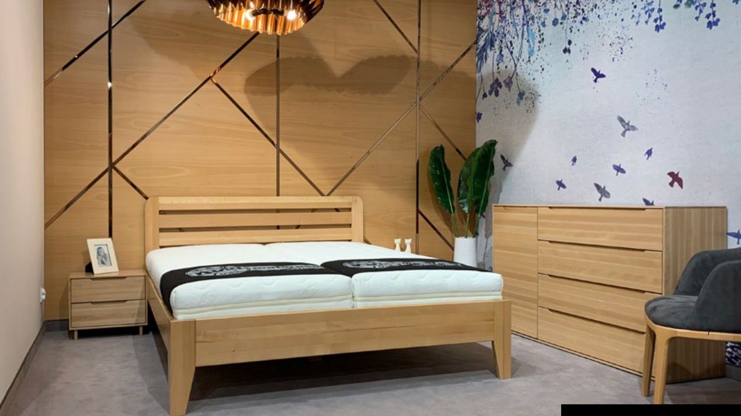 JVmoebel Holzbett, Schlafzimmer Echtes Holzbett Möbel Stil Massive Betten Hotel