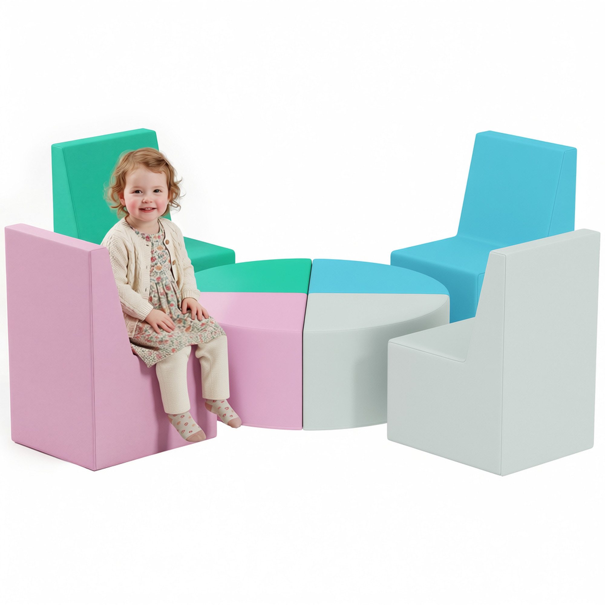 AIYAPLAY Bauklötze mit Tisch- und Stuhldesign klettern Riesenbausteine Spielbausteine, (Kinder Softbausteine, 8 St., Schaumstoff Bausteine), für Baby & Kleinkinder Mehrfarbig