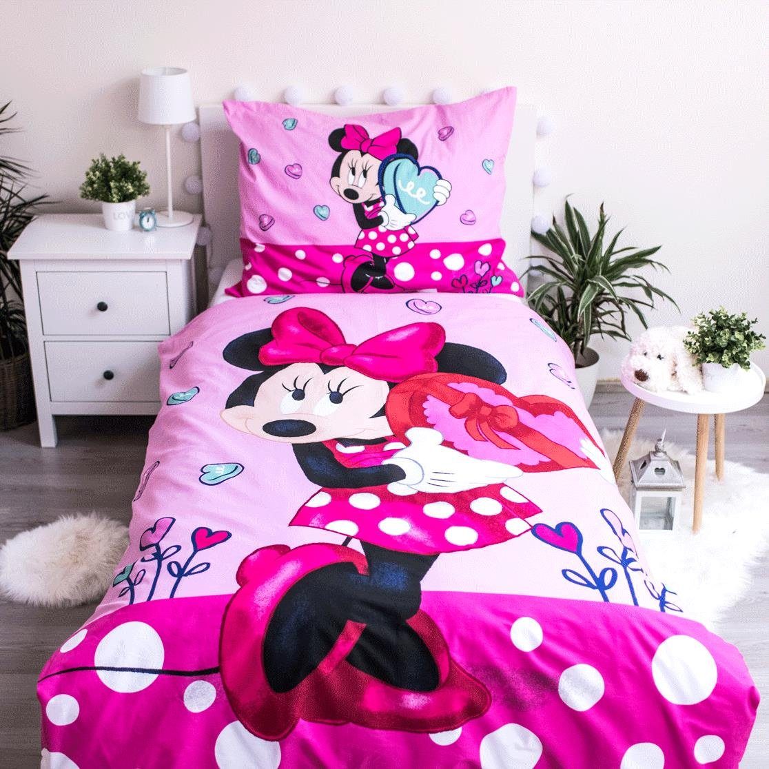 Bettwäsche Disney Minnie Maus Wende Bettwäsche Kopfkissen Bettdecke Micky  für, Disney Minnie Mouse, 100% Baumwolle, 2 teilig, 100% Baumwolle