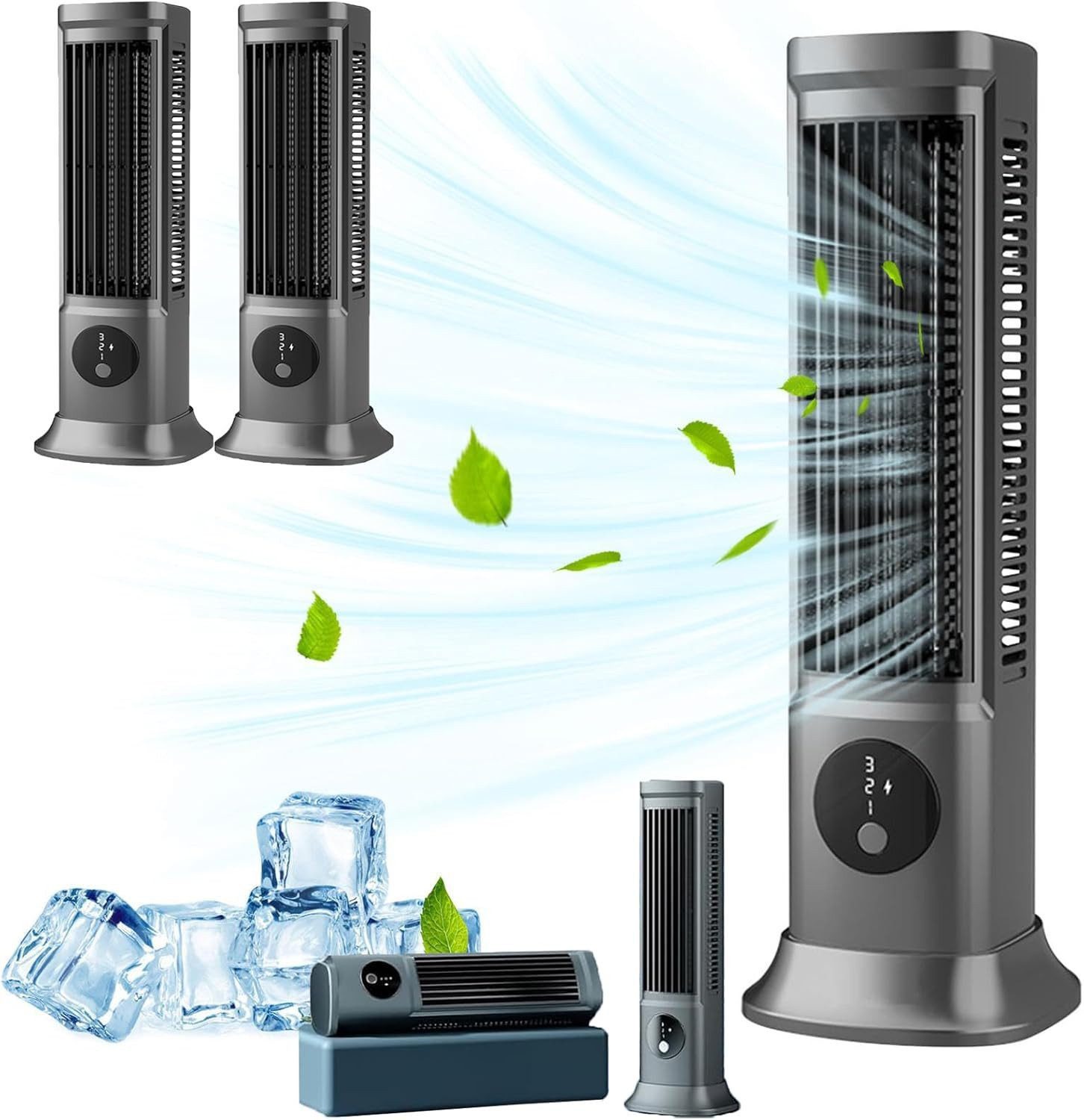 FELIXLEO Mini Bag Cooling Ace 3.0 Luftkühler Tragbare Mini Klimaanlage Grau Leise (3-tlg)