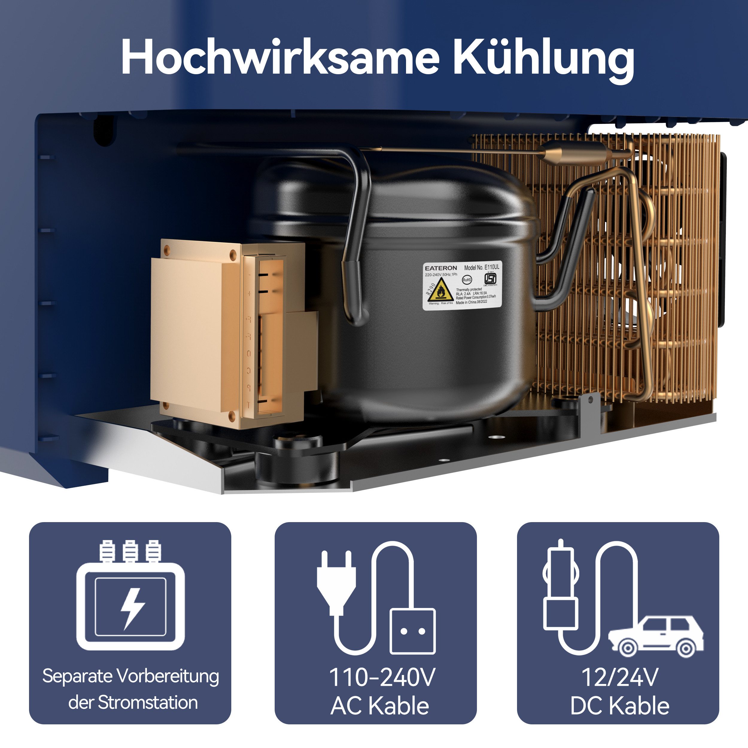 B BINGI Kühlbox Elektrisch Gefrierbox,bis –18°C,für Auto & Haus