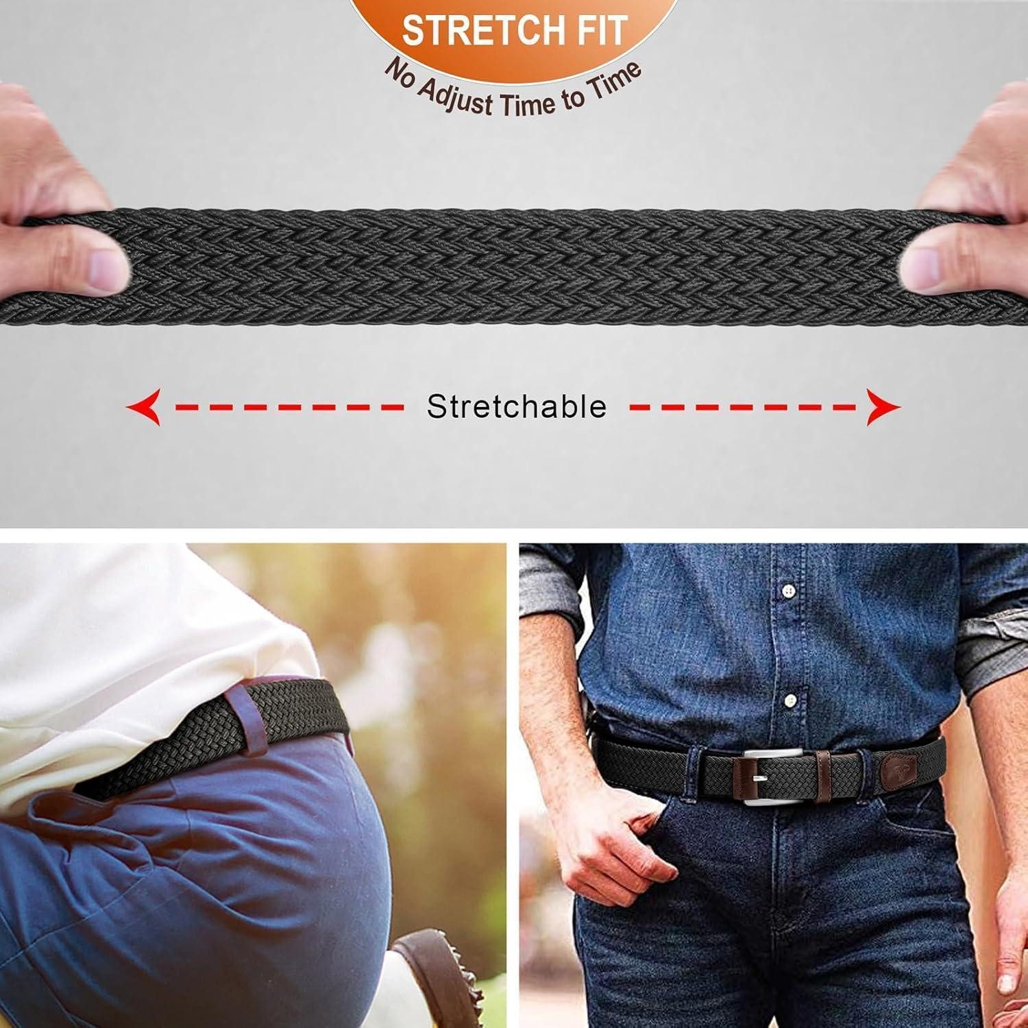 LuxusKollektion Stretchgürtel Flechtgürtel Stretchgürtel 35mm 140cm Schwarz