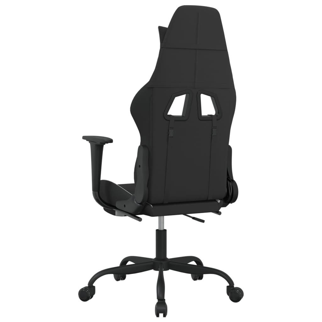 (1 furnicato St) Stoff & Massage Gaming-Stuhl mit Fußstütze Schwarz Weiß und