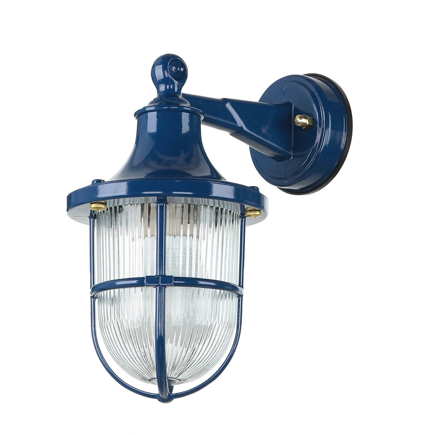 Licht-Erlebnisse Außen-Wandleuchte Blau SANTORIN IP64 Glas Leuchtmittel, ohne SANTORIN, Messing HausMaritim E27
