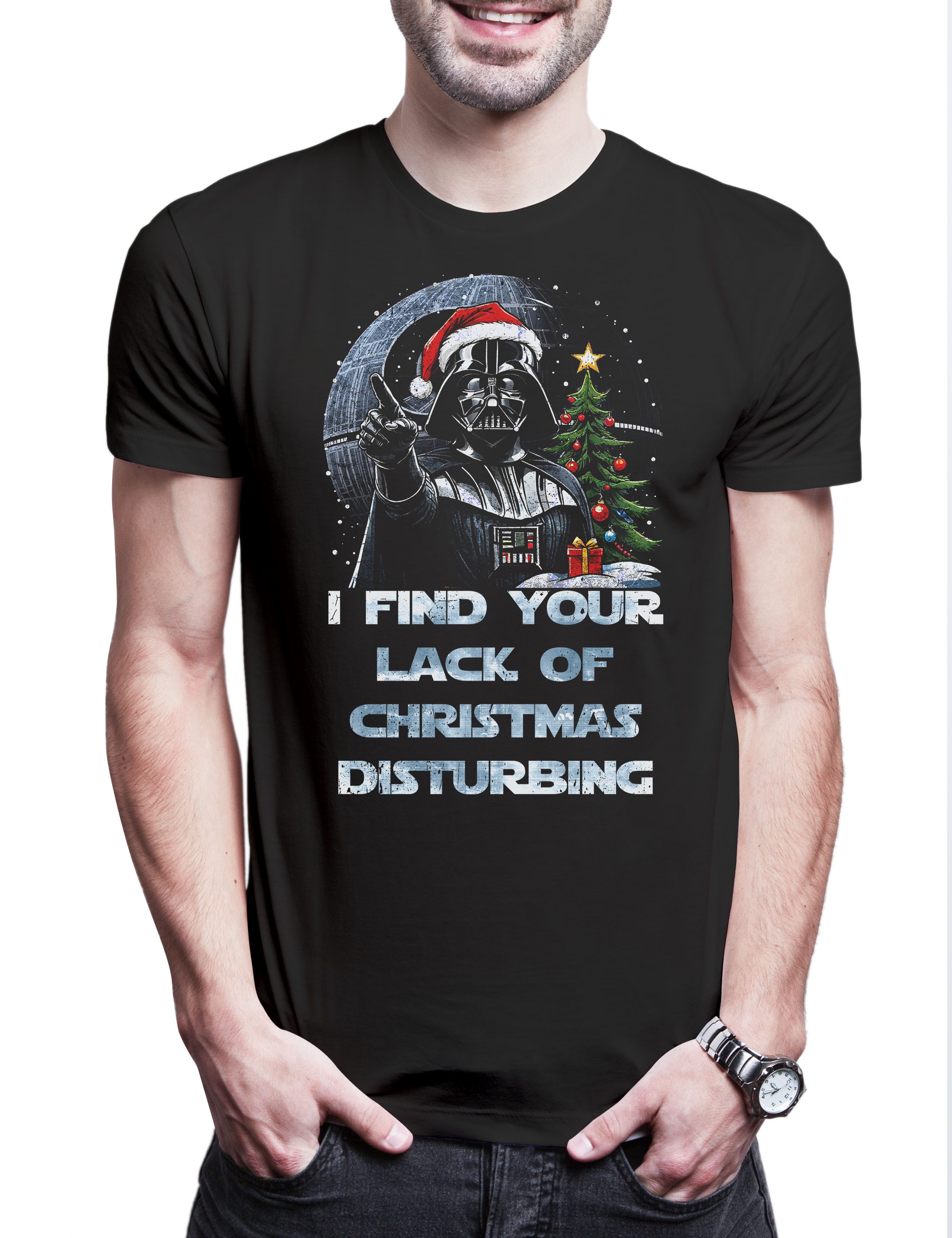 Print-Shirt Disturbing Christmas 2 Herren T-Shirt Wars Force Merry Darth Holy