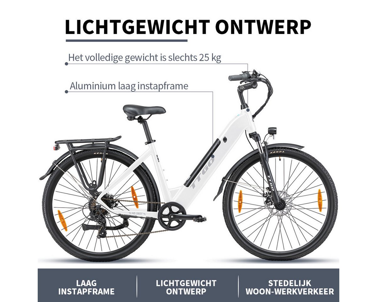 Thumbnail - Vankel E-Bike Cityrad 250W Motor 45Nm Drehmoment 20Ah Akku 110km Reichweite 28 Zoll, 7 Gang SHIMANO Shimano Schaltwerk, ...
