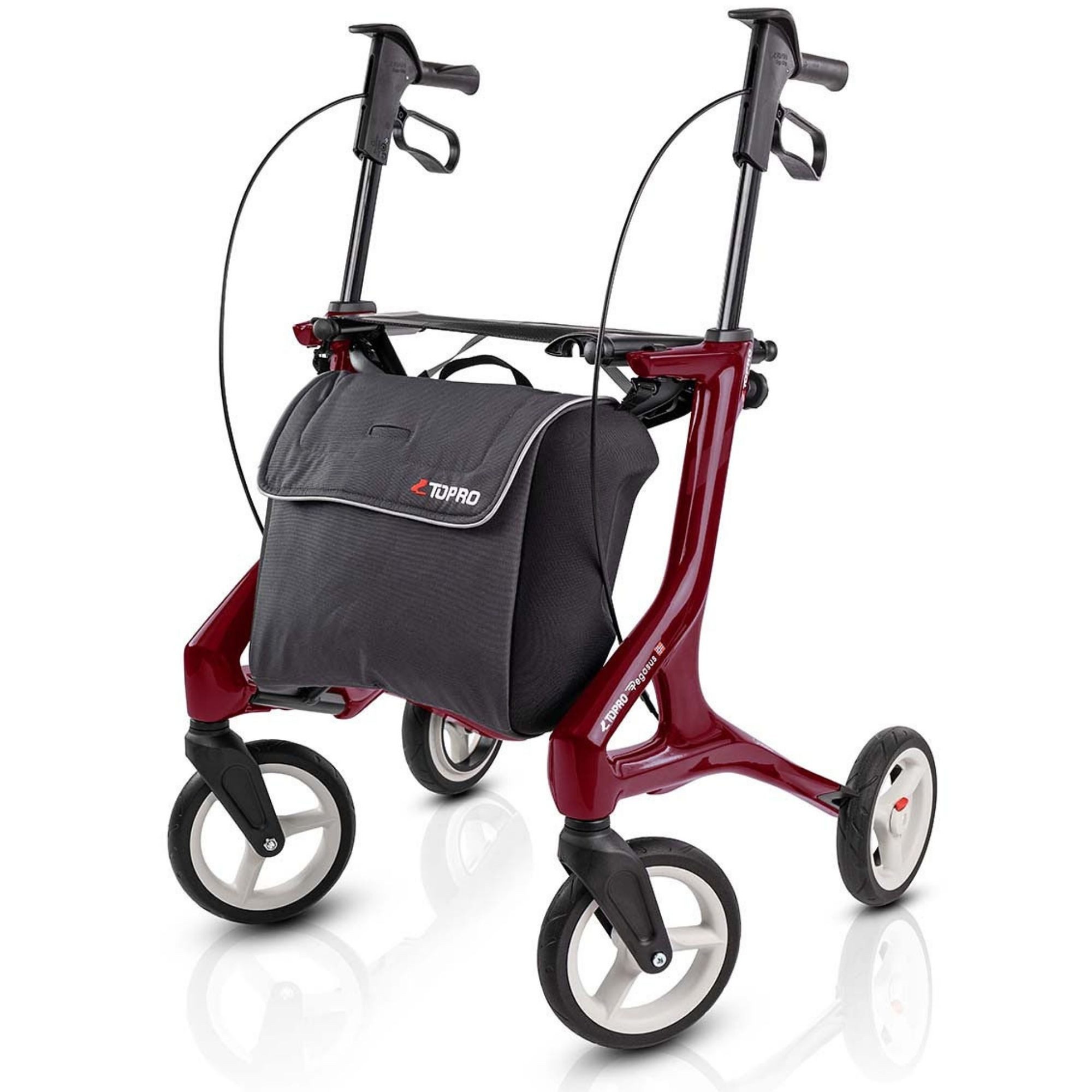 Topro Rollator Pegasus Carbon Rollator Farbe: Weinrot, 7 Jahre Herstellergarantie