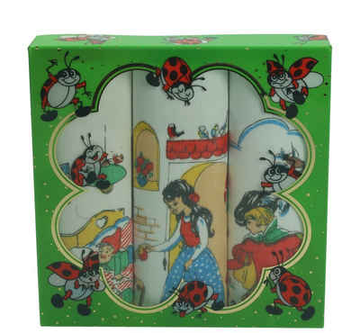 Betz Taschentuch 3 Stück Kindertaschentücher in der Geschenkbox ca. 25x25 cm 100% Baumwolle Märchen Motive Design 2 Farbe: grün