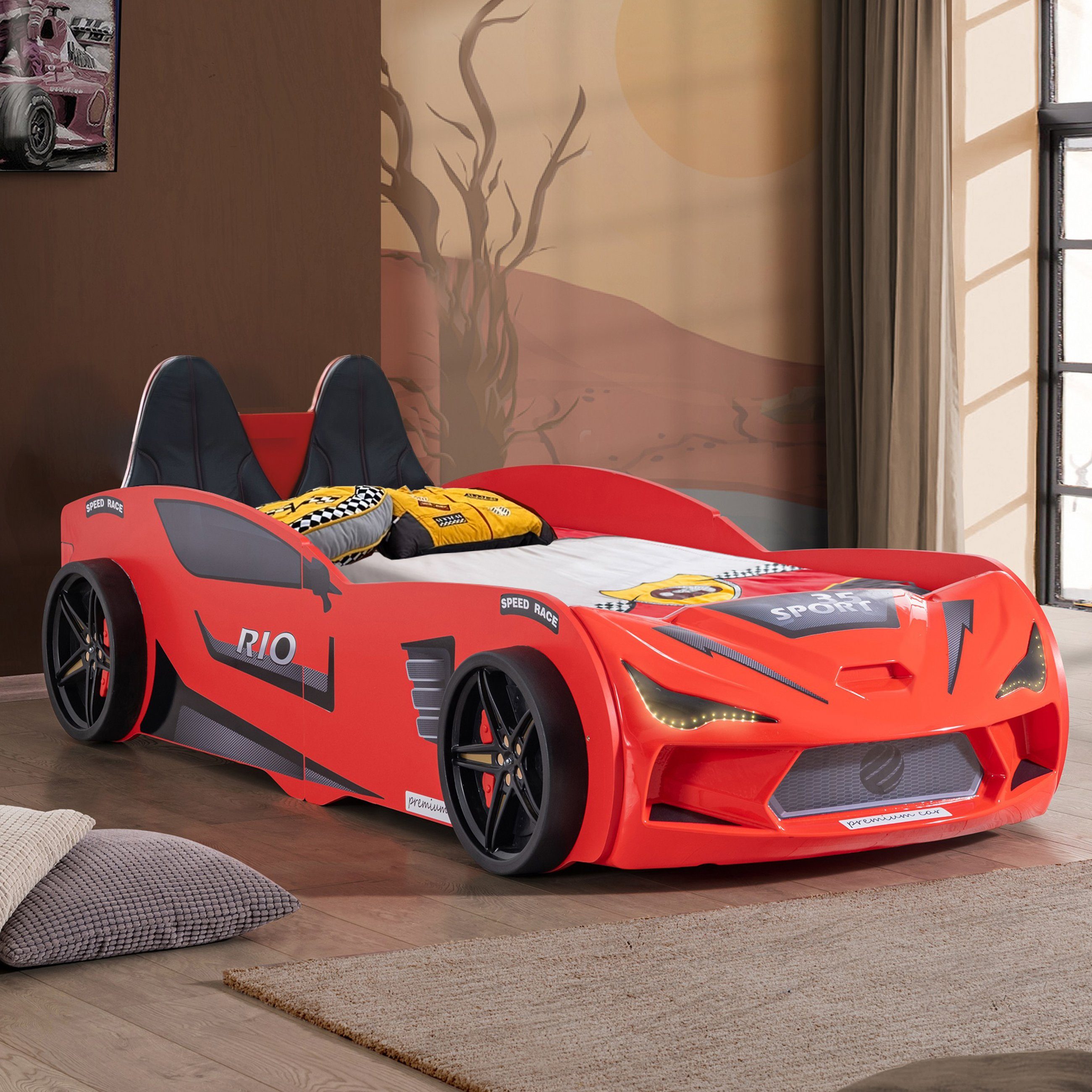Aileenstore Rio car bed, sports seats for the children's bed in racing car design