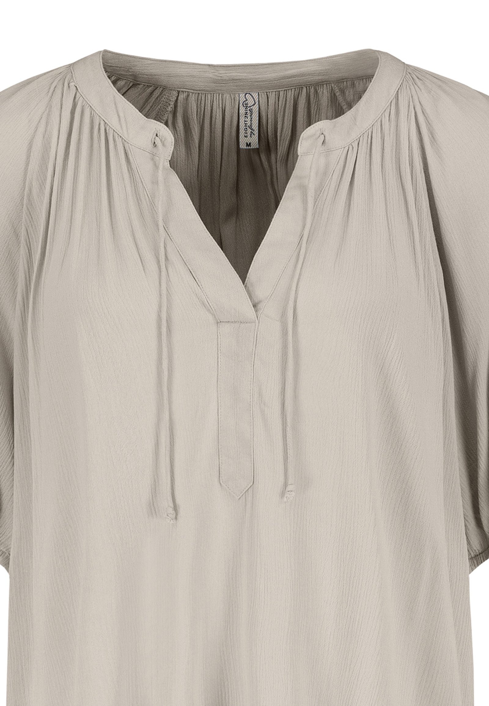 Eight2Nine Blusenshirt Elegantes Oberteil mit V-Ausschnitt und Knopfleiste Crinkle Crèpe Shirt