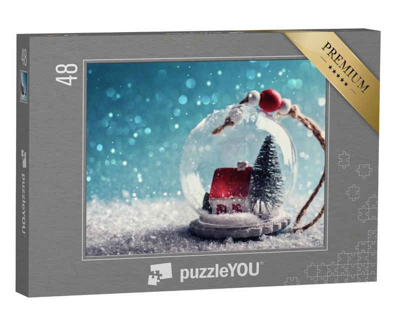 puzzleYOU Puzzle Weihnachtliche Schneekugel, 48 Puzzleteile, puzzleYOU-Kollektionen Weihnachten