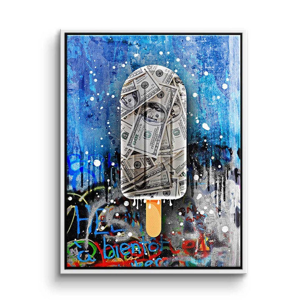 DOTCOMCANVAS® Leinwandbild, Premium Leinwandbild - Pop Art - Graffiti Ice - Motivationsbild weißer Rahmen