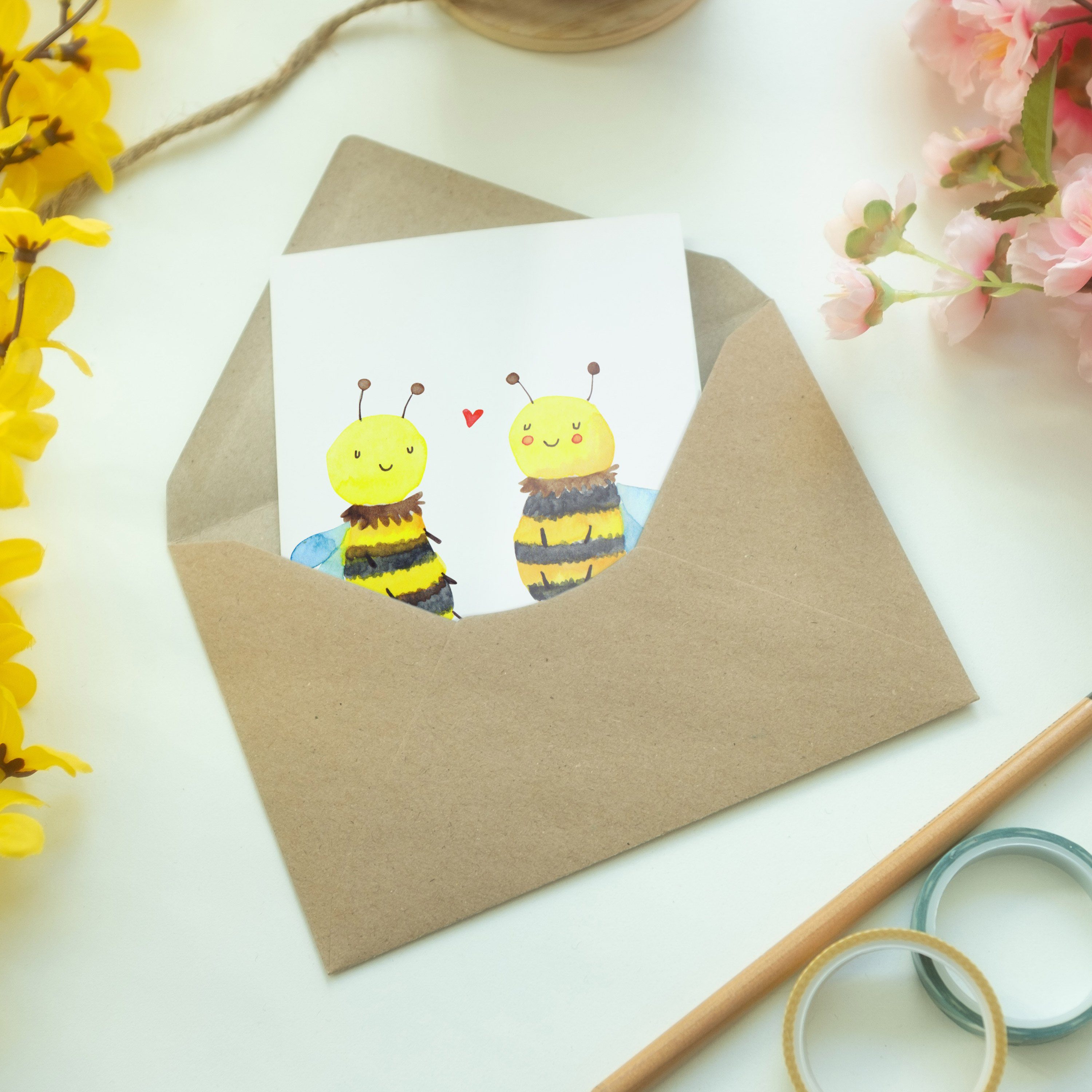 Mr. & Geburtstags - Biene Hummel, Panda Grußkarte Verliebt Hochzeitskarte, Geschenk, - Mrs. Weiß