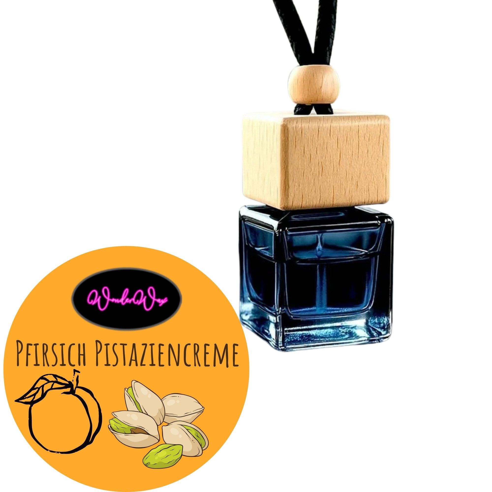 WonderWax Raumduft WonderWax® Auto Duft Quadrat Schwarz braun 8 ml, (Pfirsich & Pistaziencreme), Duftrichtung: Pfirsich und Pistaziencreme