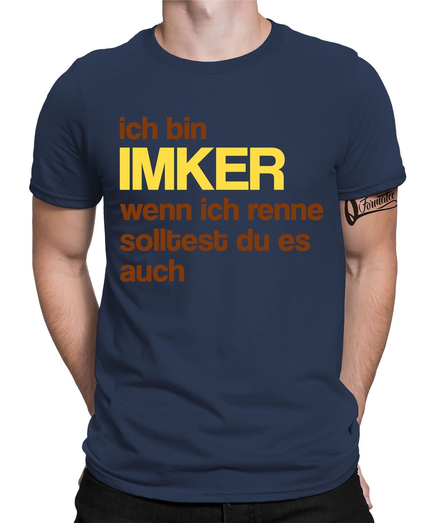 Quattro Formatee Kurzarmshirt Ich bin Imker - Biene Imker Honig Herren T-Shirt (1-tlg) Navy Blau