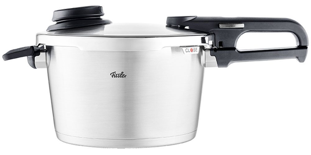 Fissler Schnellkochtopf Vitavit® Premium Edelstahl Dampfkochtopf mit Einsatz Induktion, Edelstahl 18/10 (3-tlg), Verriegelungsanzeige, Einstellbares Abdampfen,  – Bild 3 von 5