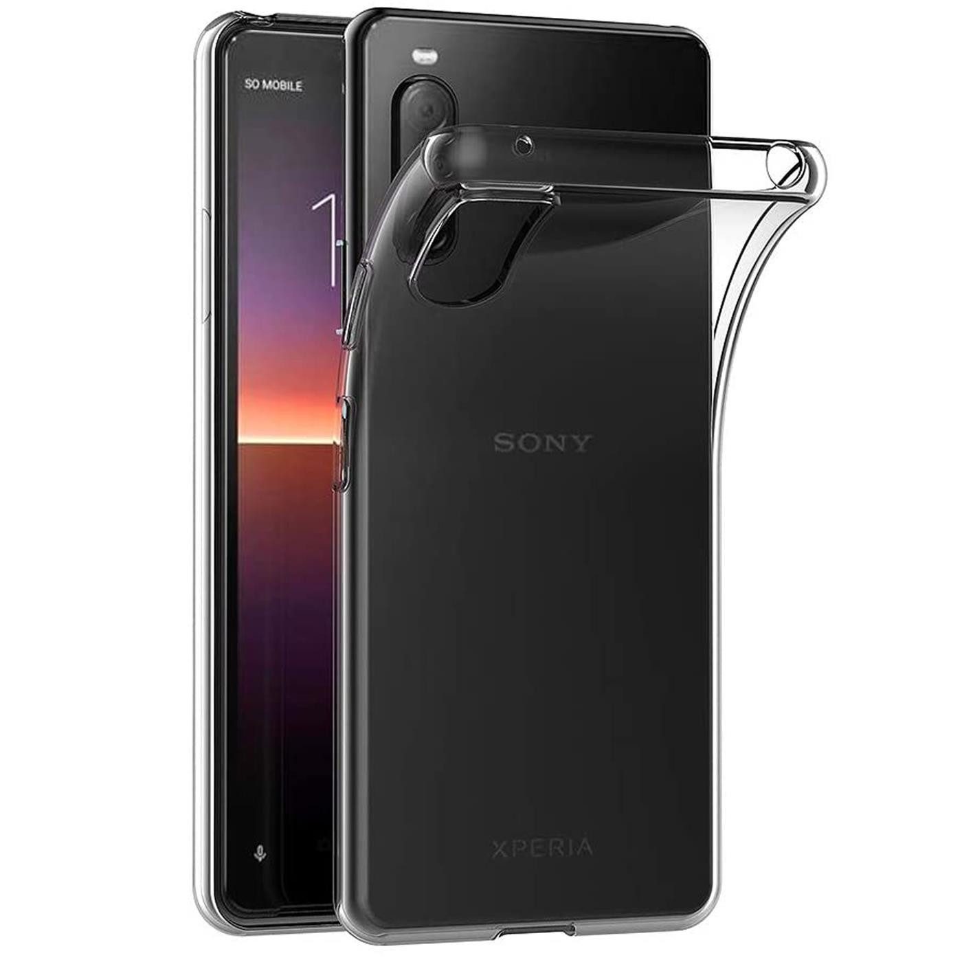 CoolGadget Handyhülle Transparent als 2in1 Schutz Cover Set für das Sony Xperia 10 II 6 Zoll, 2x Glas Display Schutz Folie + 1x TPU Case Hülle für Xperia 10 II