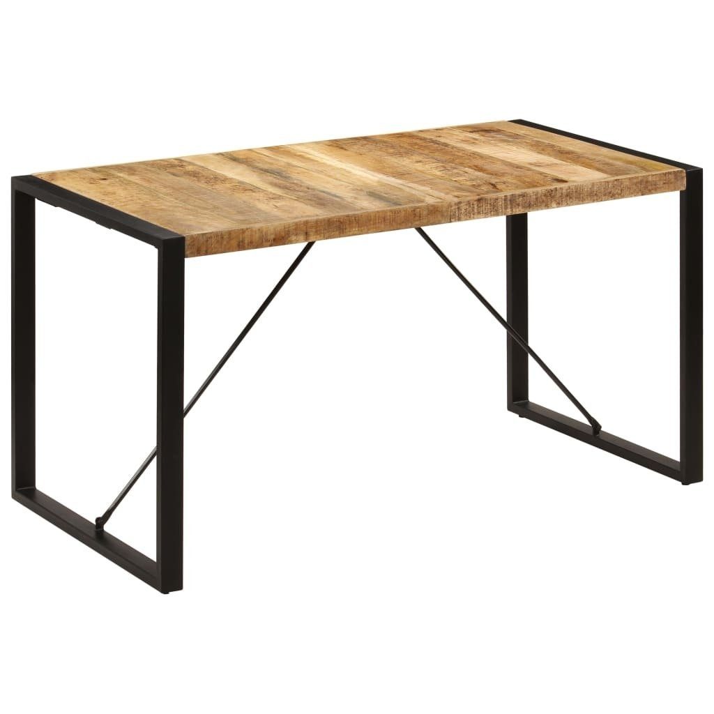 vidaXL Esstisch aus Massivholz, Stahl in Natur, schwarz (B/H/T: 70x75x140 cm)