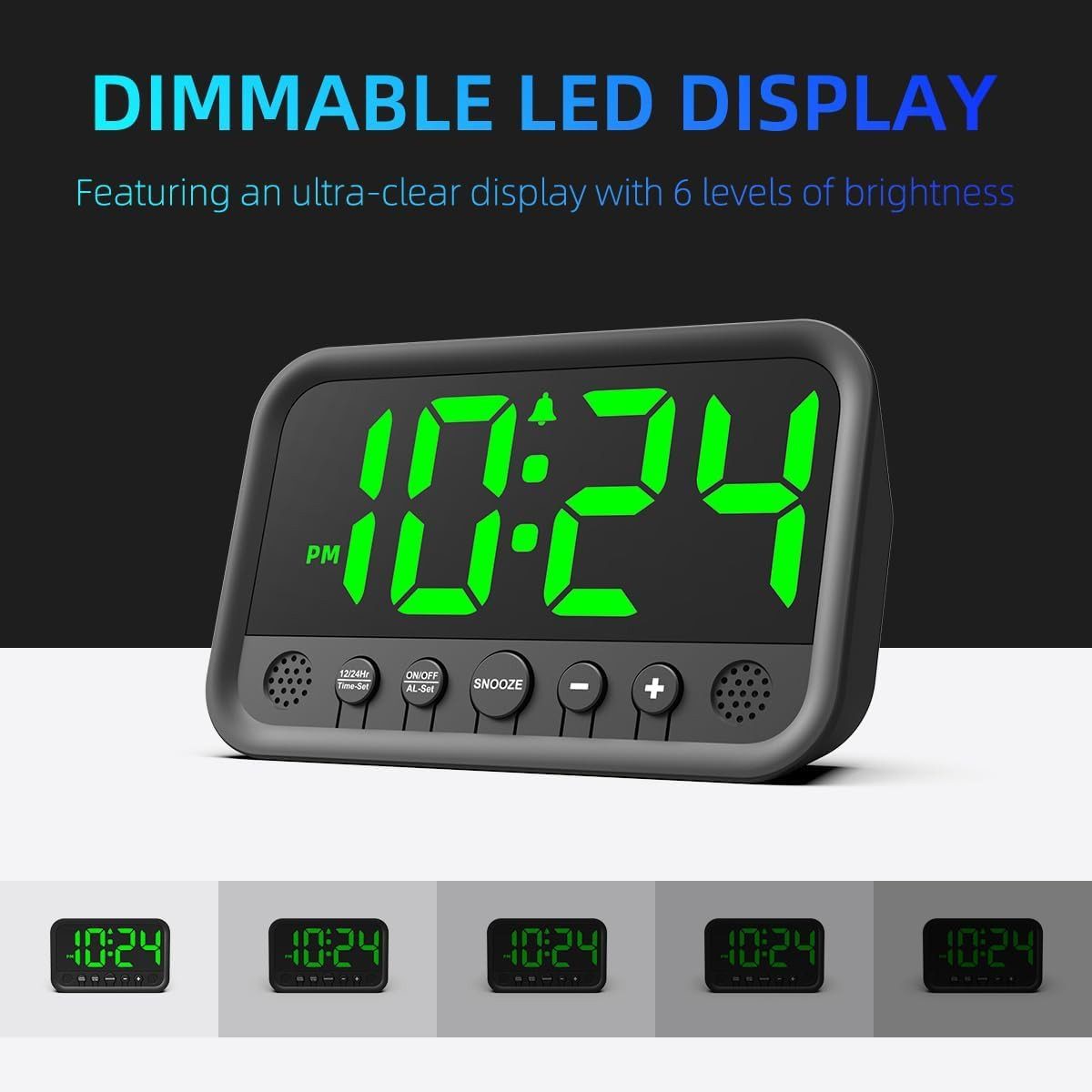 FELIXLEO Funk-Radiowecker Digitaler Wecker Grosse LED Anzeige Lauter Wecker Snooze 12 24HR – Bild 3 von 5