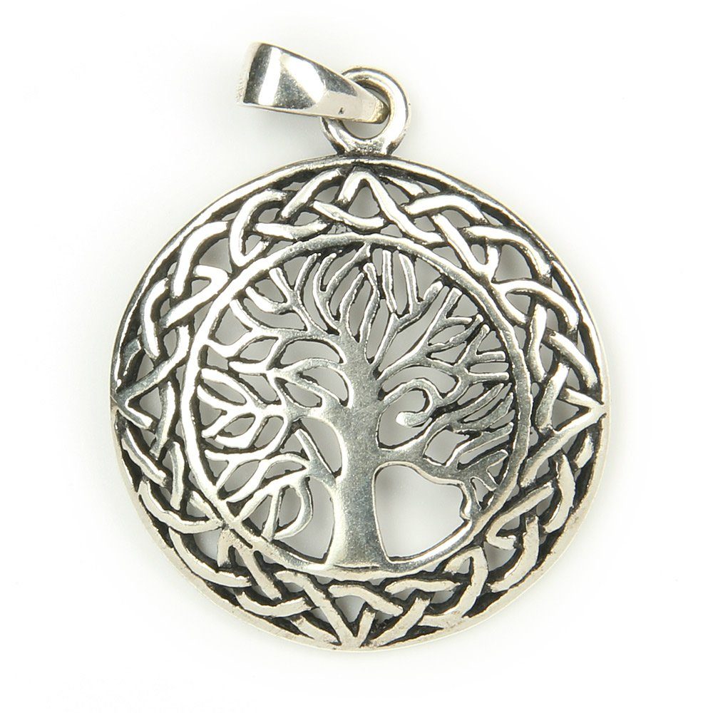 NKlaus Kettenanhänger 2,5cm Kettenanhänger des Sterling Silber Lebens Silberschmuck Amulett für Damen Silb, Baum 925