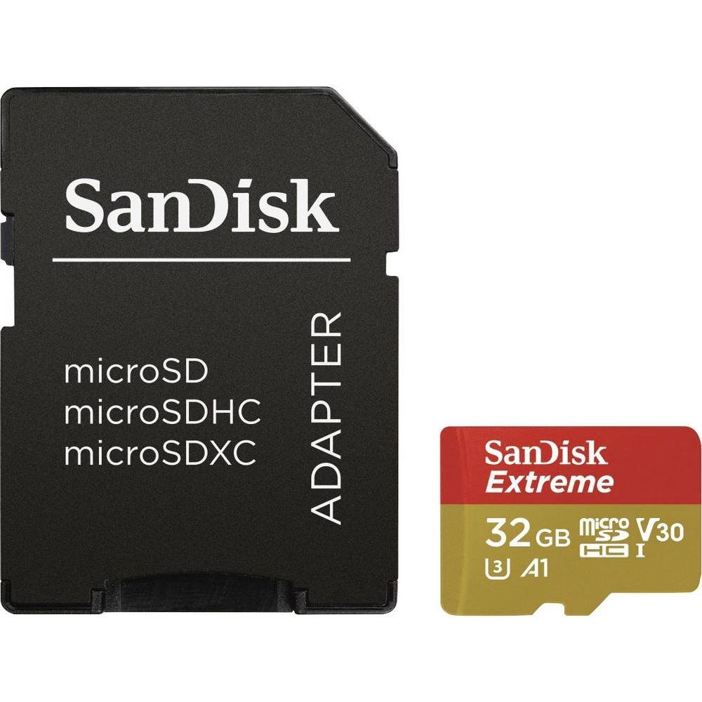 Sandisk microSDHC-Karte 32GB Class 10 UHS-I Class 3 v30 SDSQXAF-032G-GN6AA Speicherkarte (inkl. SD-Adapter, A1-Leistungsstandard)