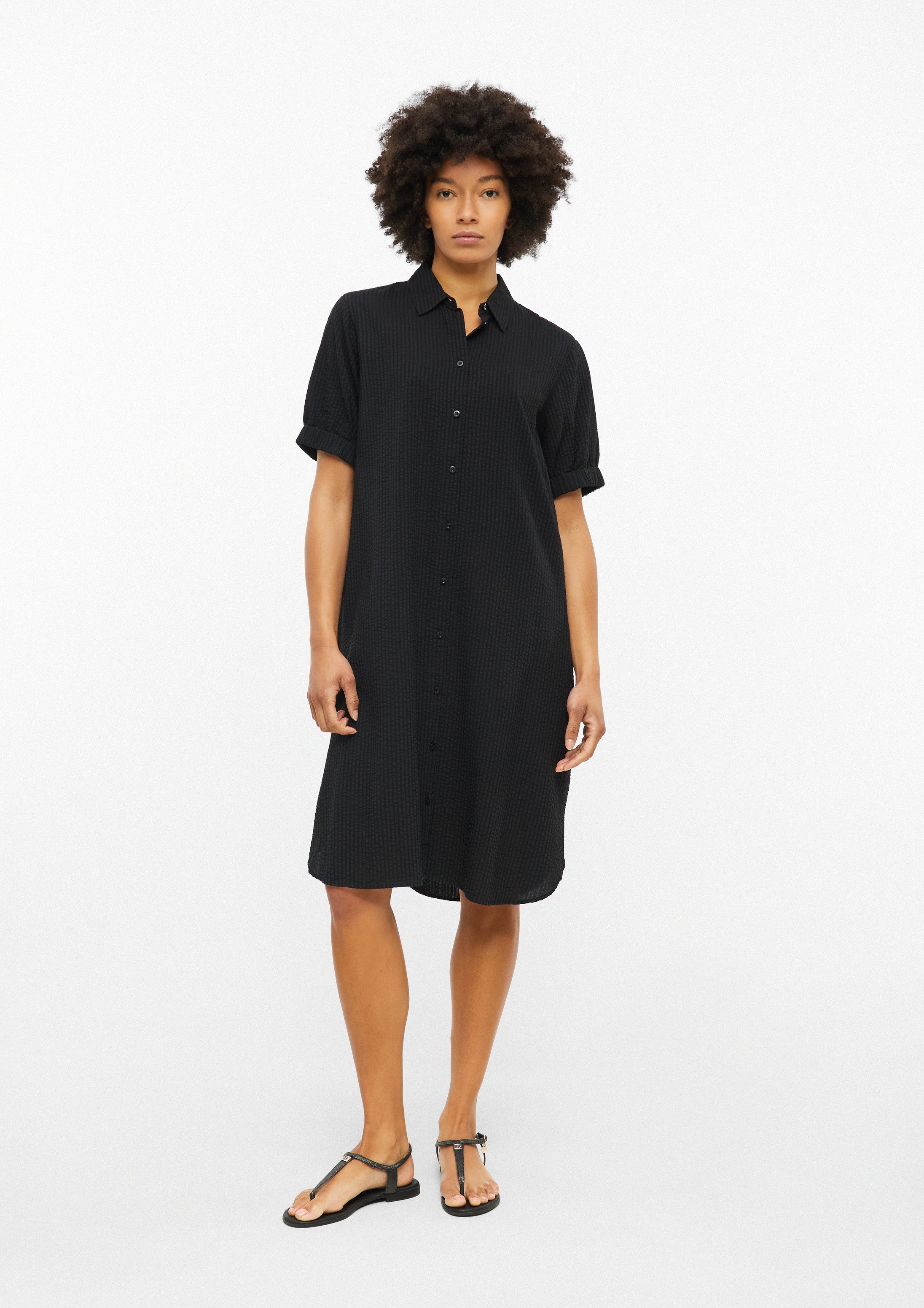 s.Oliver Midikleid Kleid Strukturiertes Hemdblusenkleid