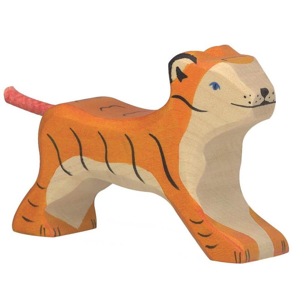Tiger Holz klein, Holztiger aus laufend - HOLZTIGER Tierfigur