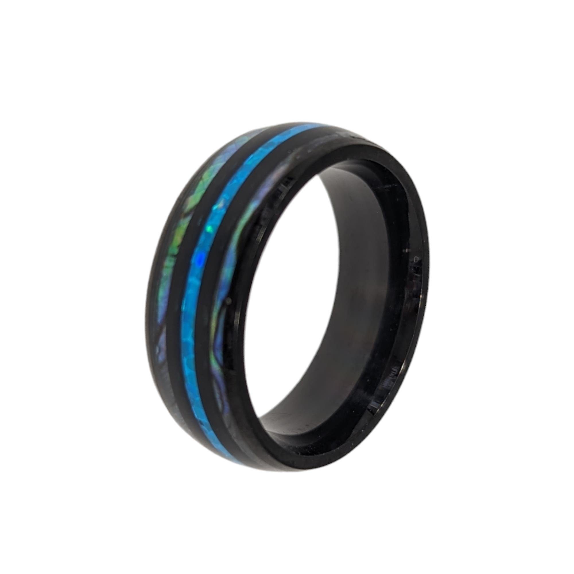 Eyecatcher Fingerring Ring mehrfarbig Opaloptik blau rot grün schimmernd schwarz, Opal-Optik Ring, schimmernder Ring