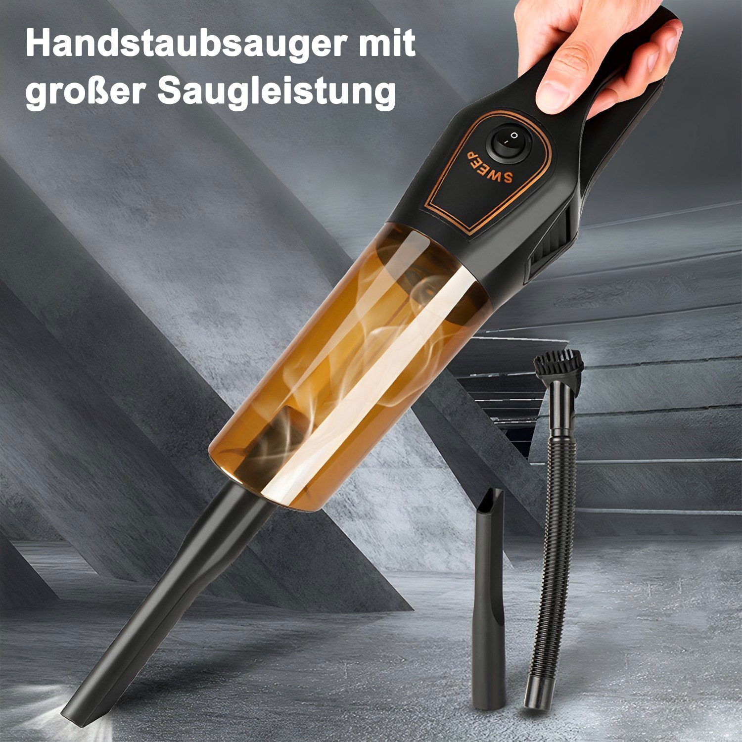 & Haus 1500mAh für Handsauger, Nass Tragbarer Kabelloser 6000Pa Trocken, Auto, Tierhaare, Autostaubsauger, Akku-Handstaubsauger Kpaloft Staubsauger,