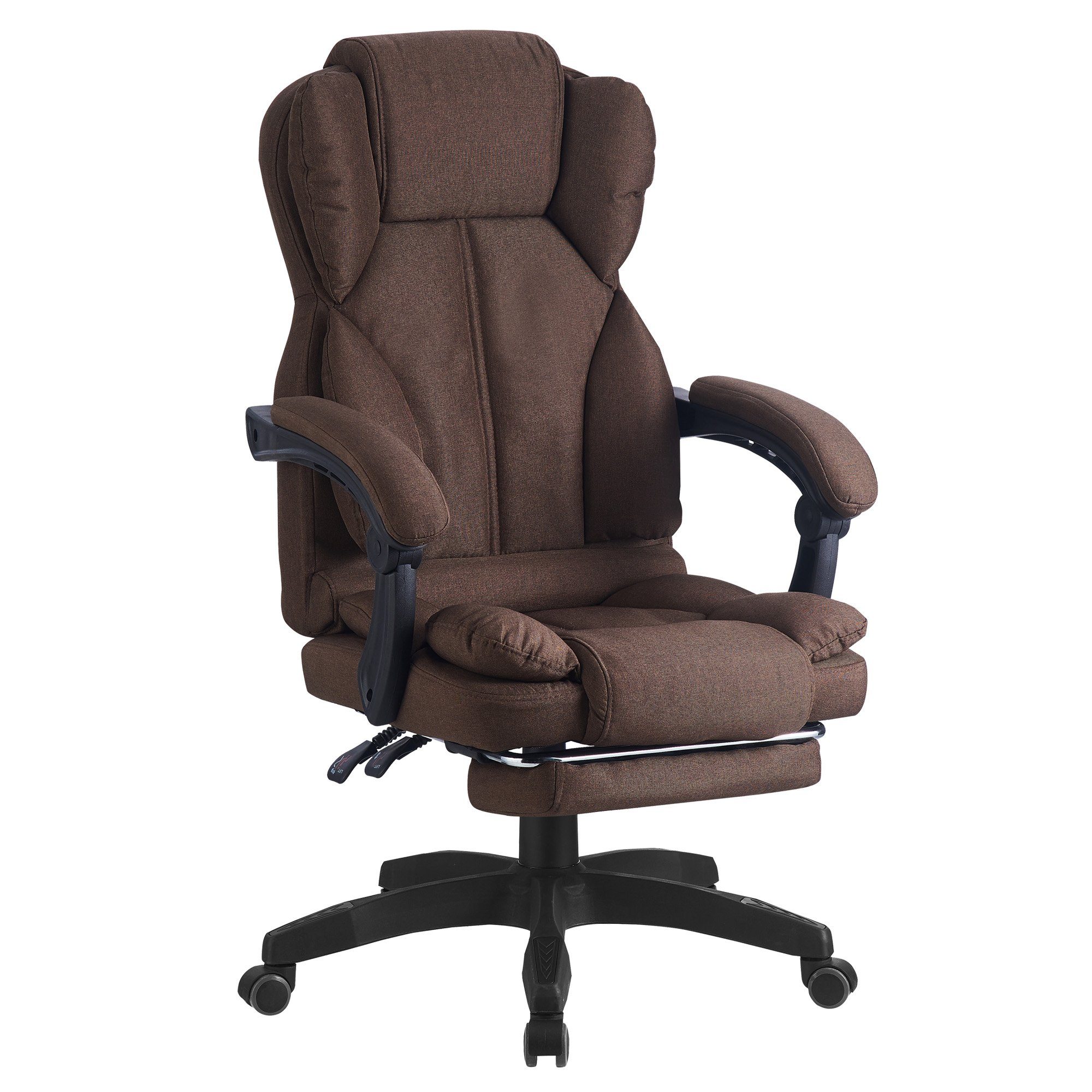 TRISENS Chefsessel Ares (einzeln), Bürostuhl mit flexiblen Armlehnen Home Office Chair in Stoff-Design Braun