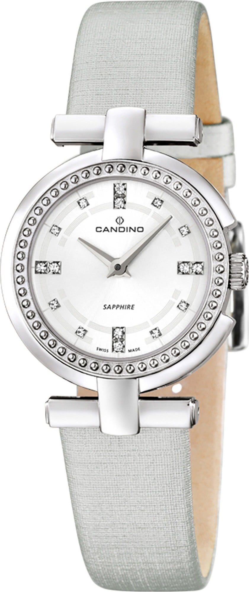 Damen Uhren Candino Quarzuhr UC4560/1 Candino Damen Uhr Analog C4560/1, Damen Armbanduhr rund, Leder/Textilarmband grau, Fashion