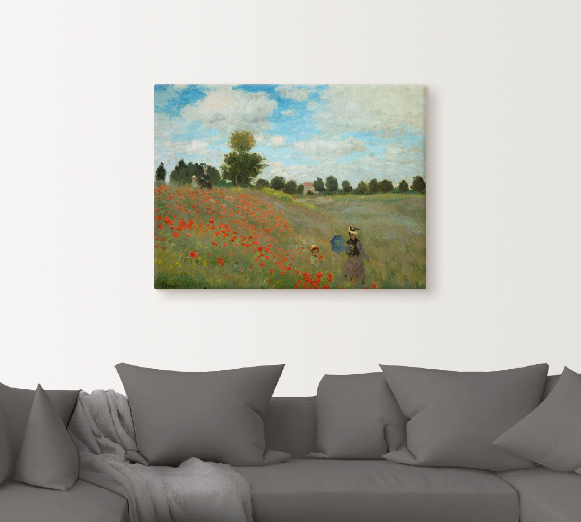 Artland Leinwandbild Mohnfeld bei Argenteuil. 1873, Blumen (1 St), auf Holzrahmen gespannt