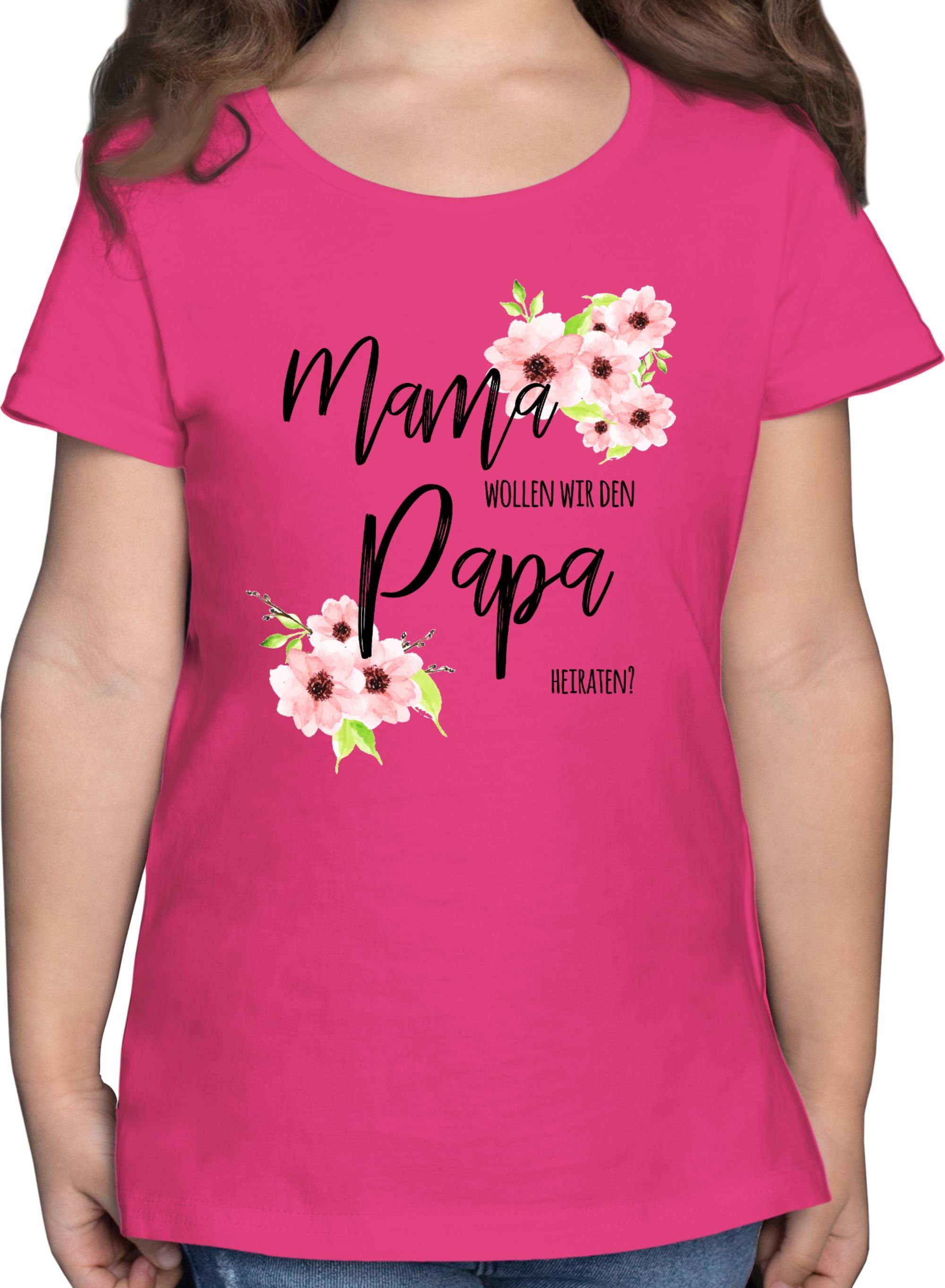 Shirtracer T-Shirt Mama wollen wir den Papa heiraten Blumen Anlässe Kinder 2 Fuchsia