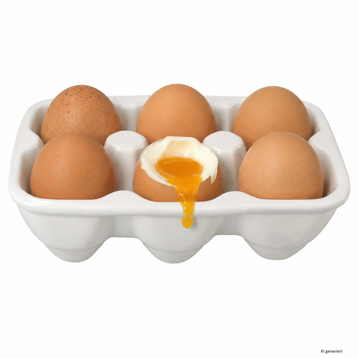 MamboCat Eierbecher Creme Eierkarton aus Porzellan für 6 Eier Eierschale Fingerfood