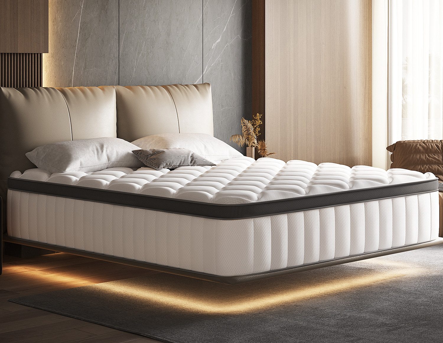 Boxspringmatratze Taschenfederkernmatratze Matratze H3, 7-Zone Federkernmatratze, Hiazurm, 26 cm hoch, (Atmungsaktiv, Orthopädische, mit Spannbettlaken, Qualitätsmatratzen Für Kinder und Erwachsene), Matratze 180x200 cm