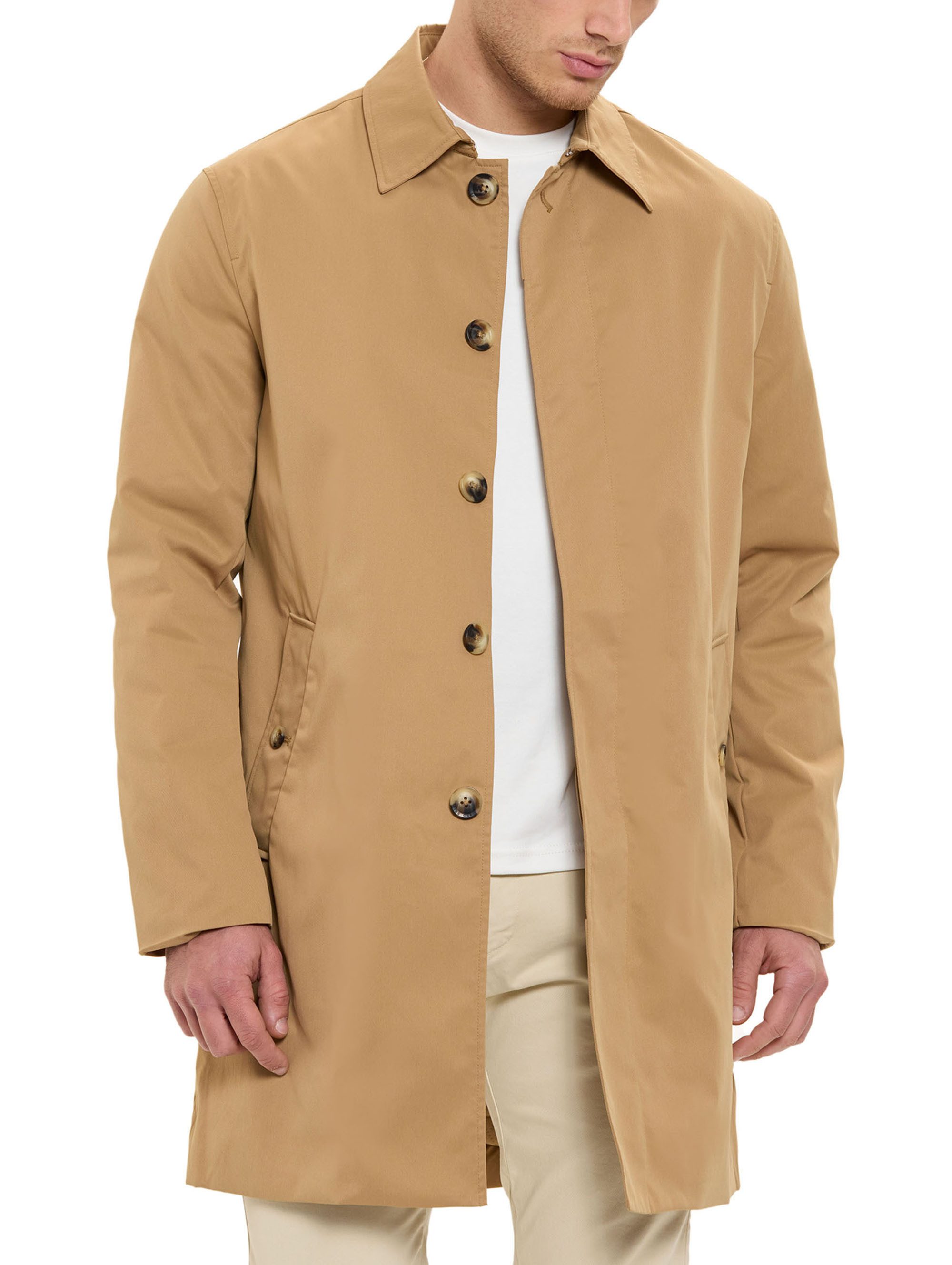 RedBridge Kurzmantel mit Hemdkragen und Knopfleiste Casual Look Gerade Passform, seitliche Eingrifftaschen, minimalistisches Design