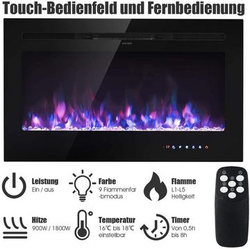 COSTWAY Elektrokamin, 900W/1800W, Heizfunktion 6-28 ℃, Flammeneffekt, Timer