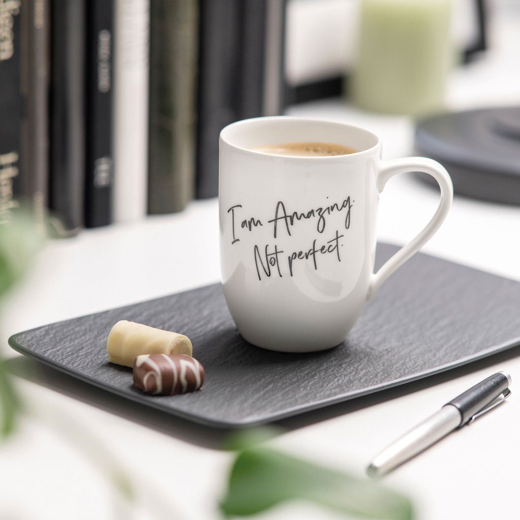 like. by Villeroy & Boch Tasse Statement Becher "I'm amazing. Not perfect", 1-tlg., Porzellan, Premium Porcelain, mikrow.- & spülm.sicher, Made in Germany