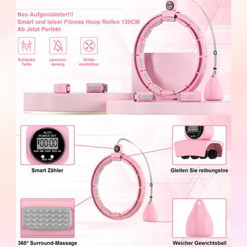 HYIEAR Hula-Hoop-Reifen Hula Hoop Intelligenter, 16 verstellbare/abnehmbare Knoten (Set, Fitness Hoop mit Gewicht, Zahler und Noppen), Massage-Fitness 2in 1