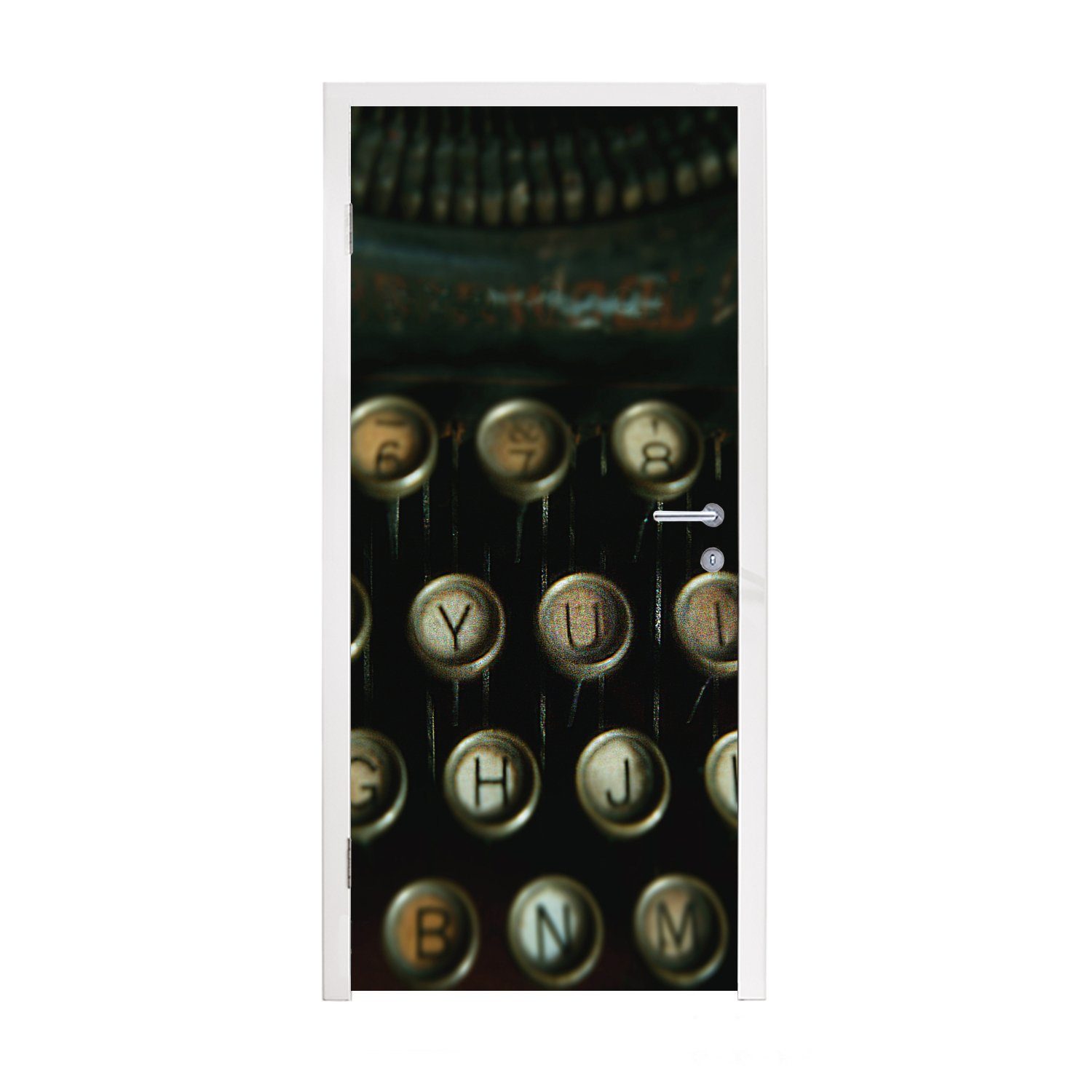 MuchoWow für Türtapete (1 Tür, Türaufkleber, 75x205 Fototapete - Schreibmaschine Matt, cm St), Vintage bedruckt, - Tastatur,