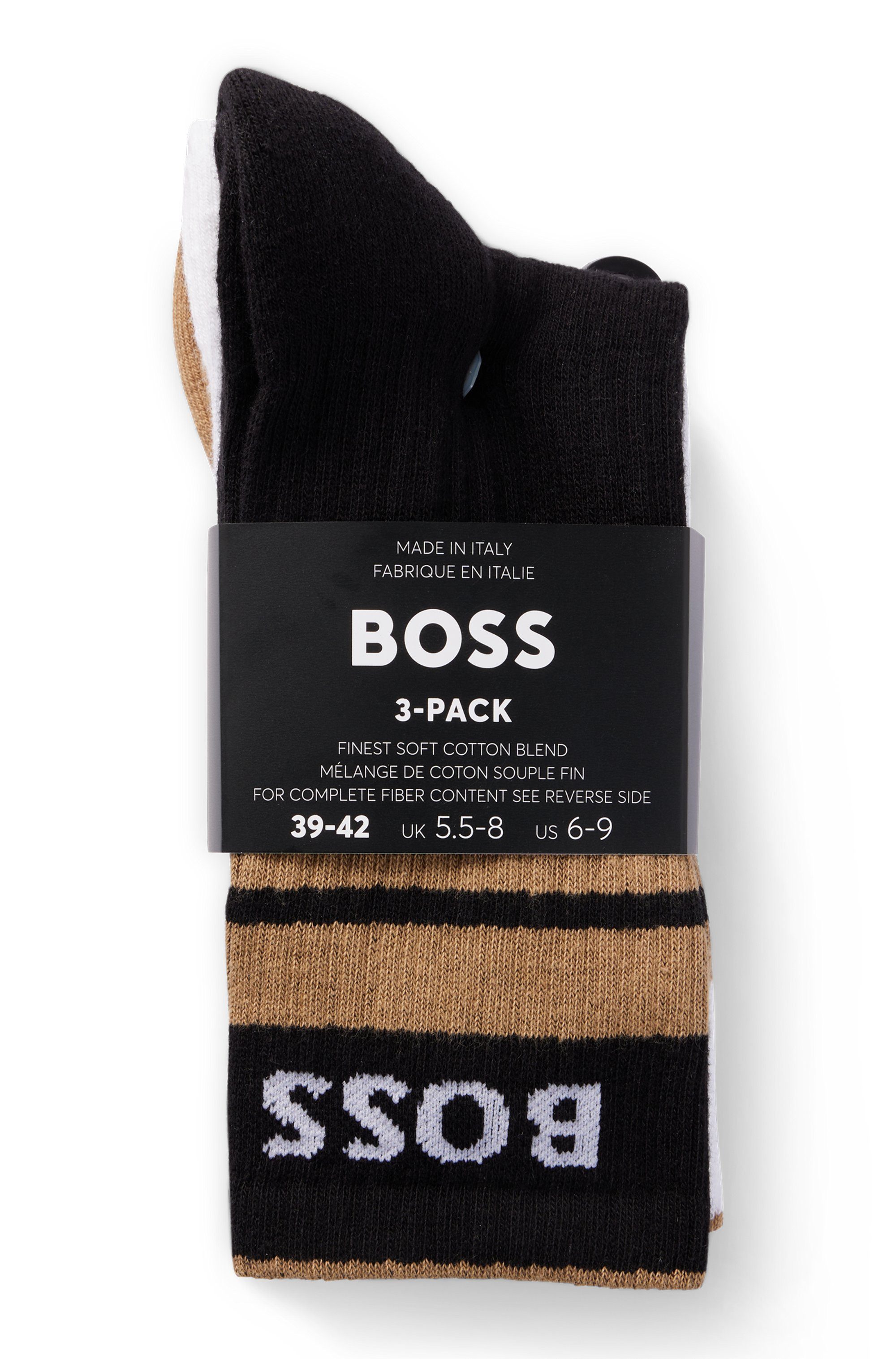 BOSS Freizeitsocken 3P QS Rib Stripe CC (Packung, 3-Paar) mit BOSS Logo