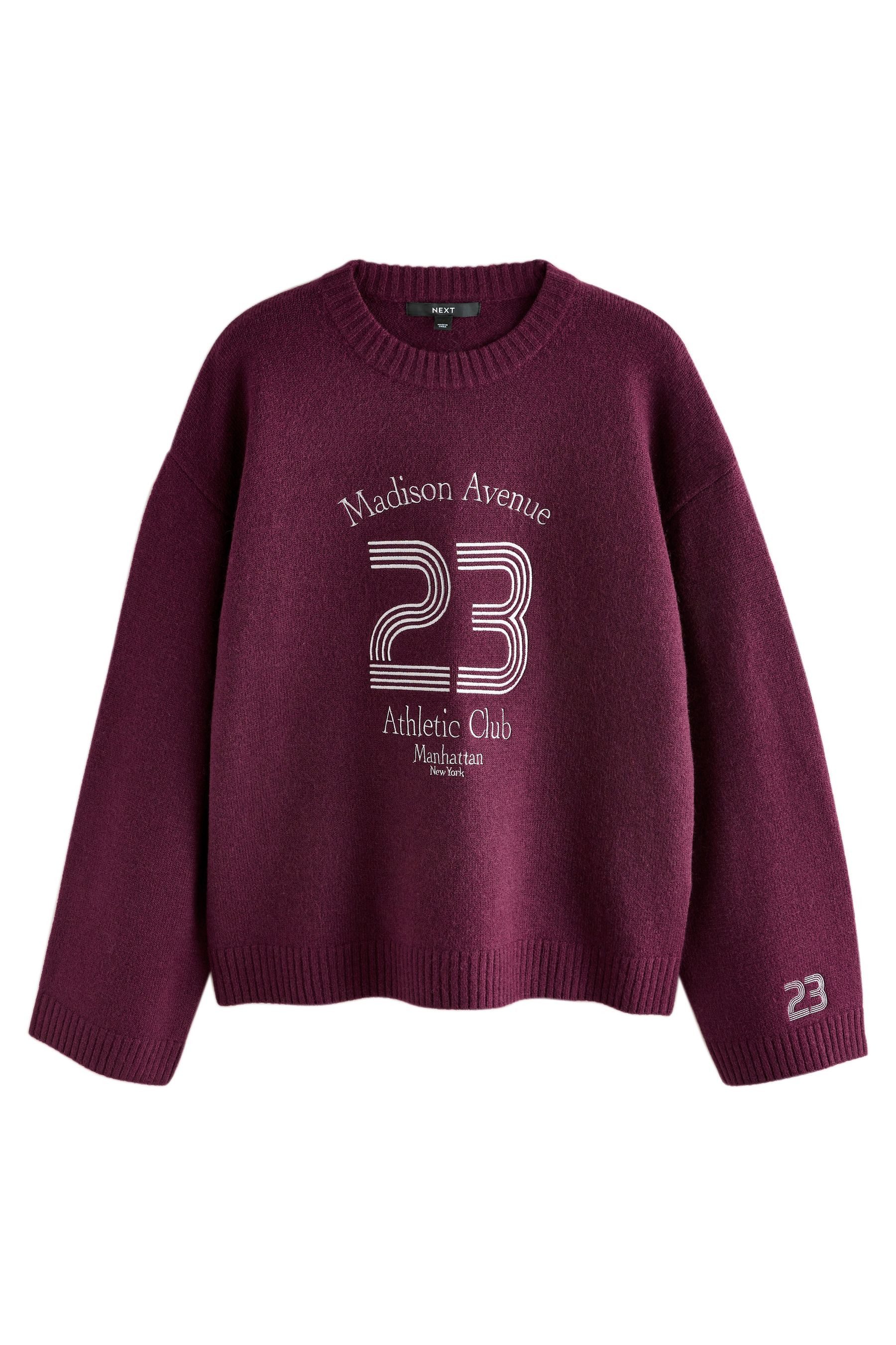 Next Strickpullover Pullover mit Wolle und sportlicher Grafikstickerei (1-t günstig online kaufen